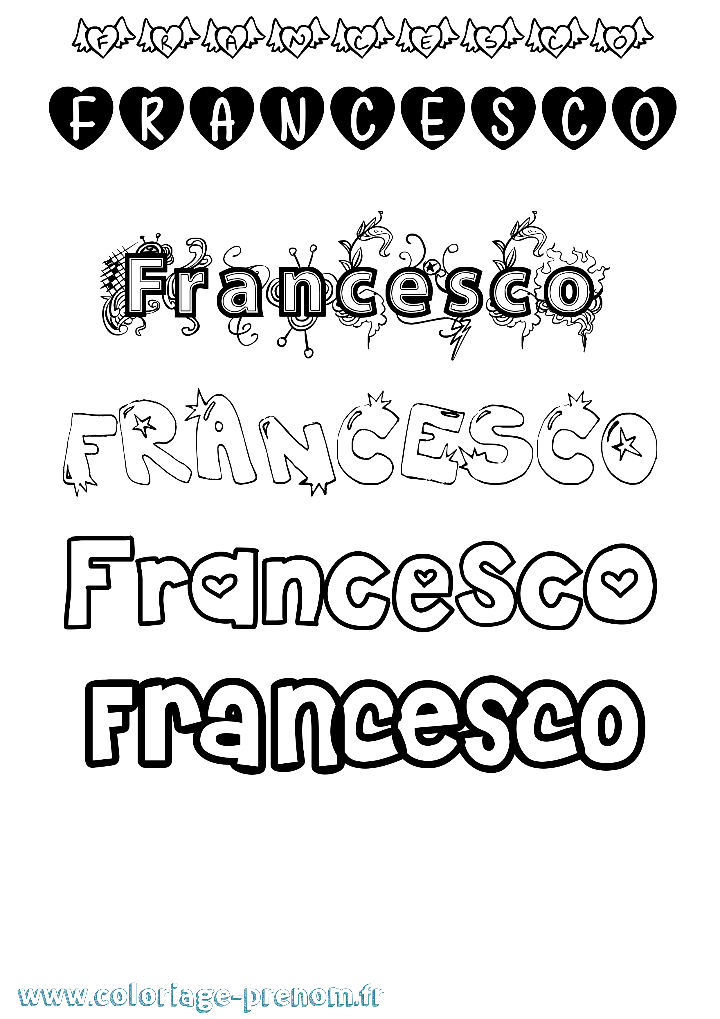 Coloriage prénom Francesco Girly