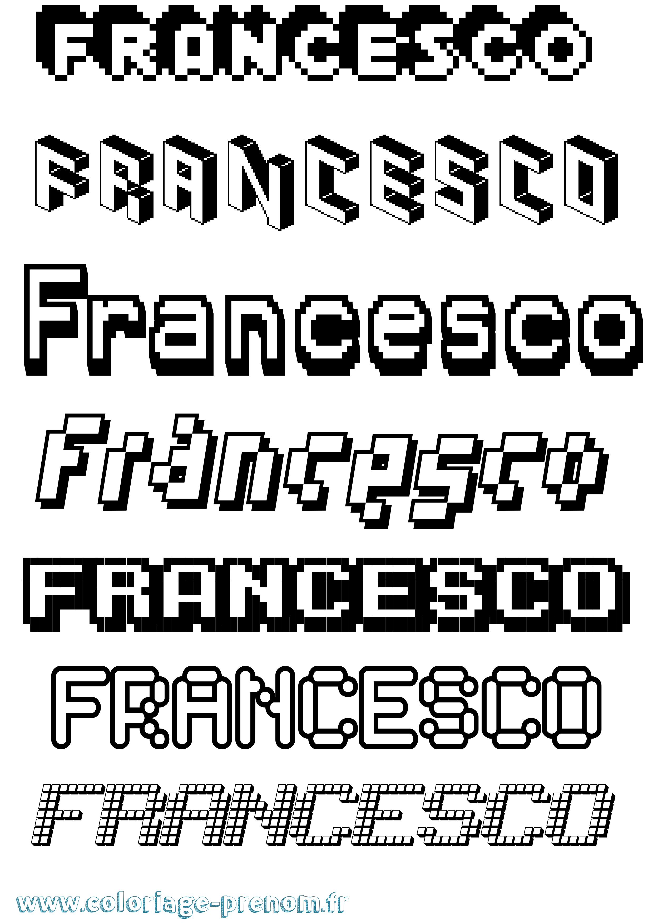 Coloriage prénom Francesco Pixel