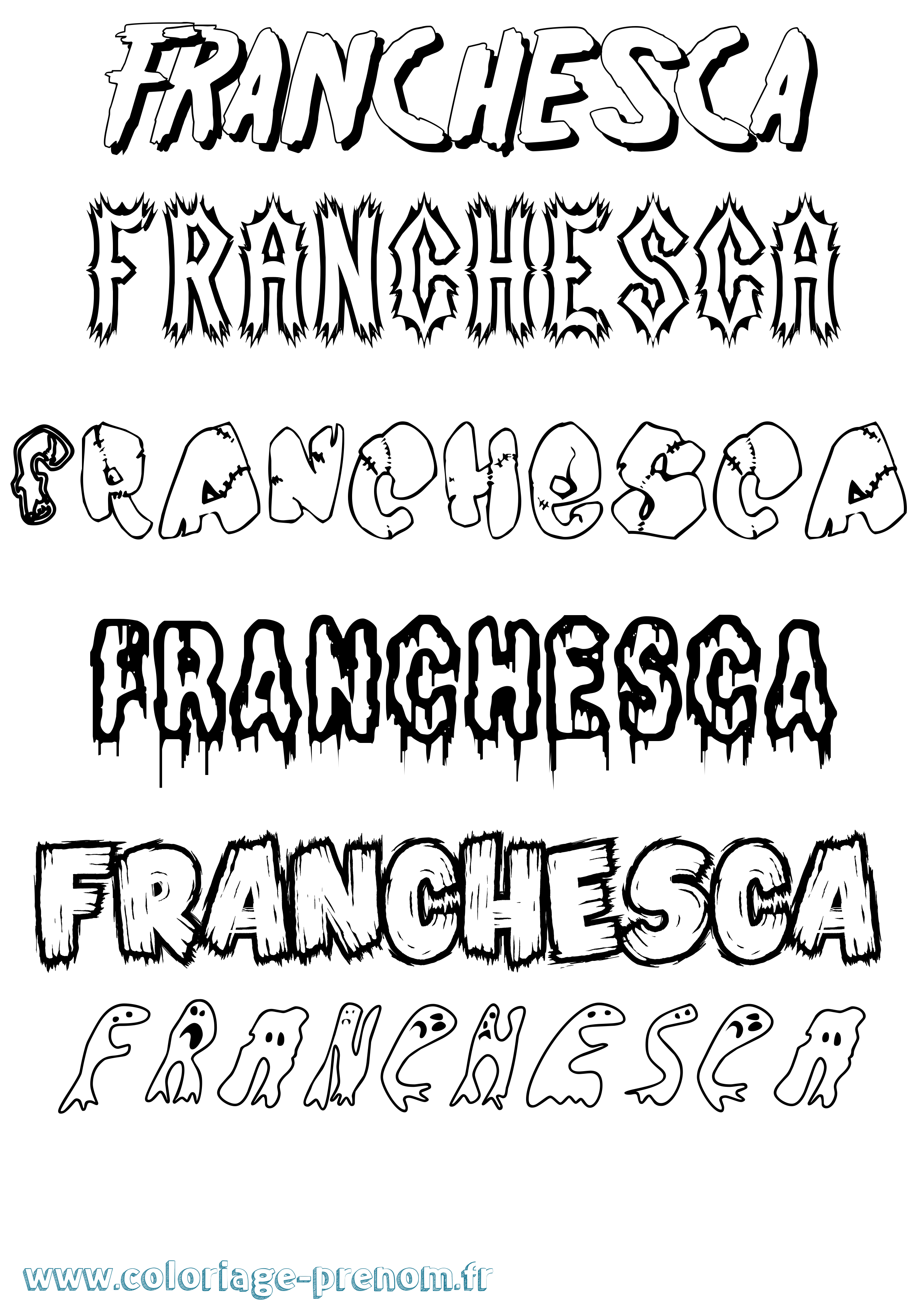 Coloriage prénom Franchesca Frisson