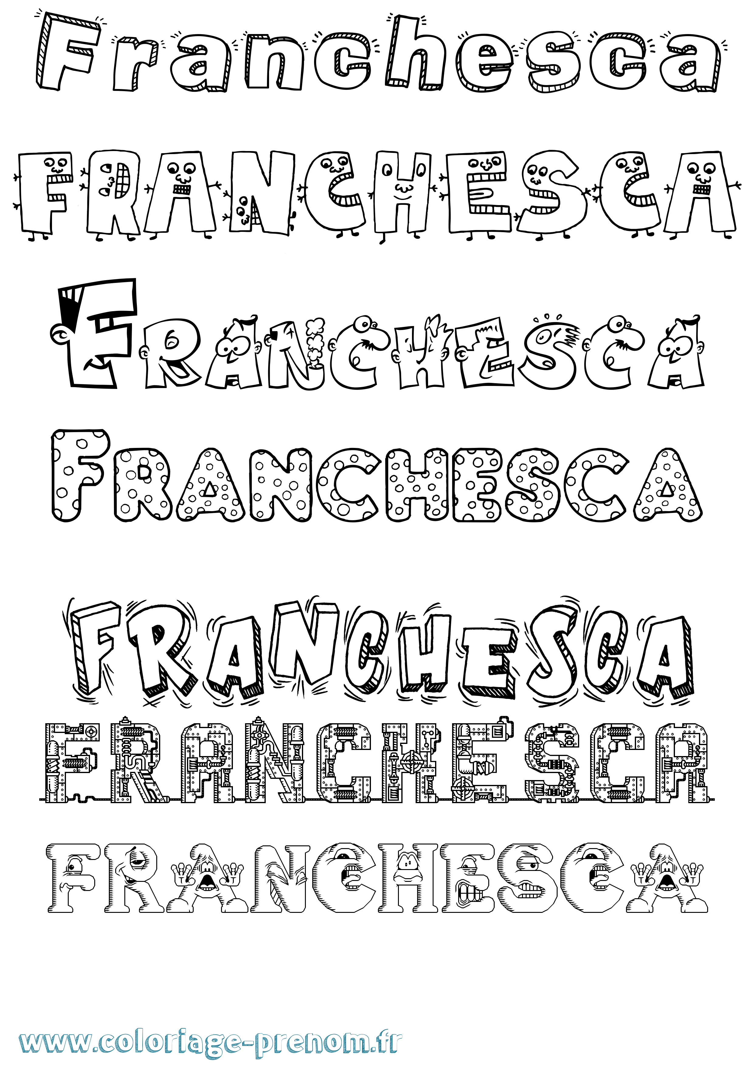 Coloriage prénom Franchesca Fun