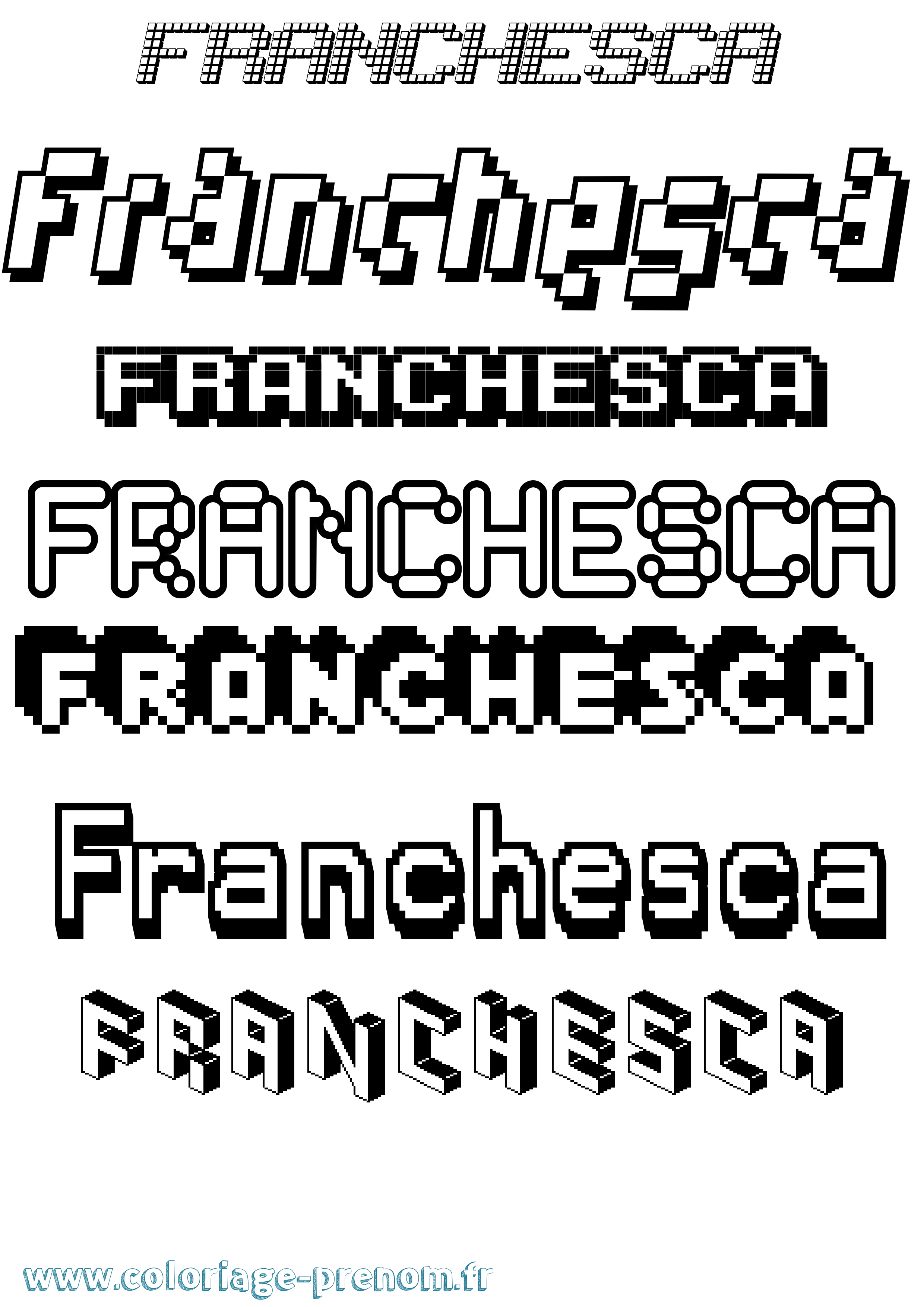 Coloriage prénom Franchesca Pixel