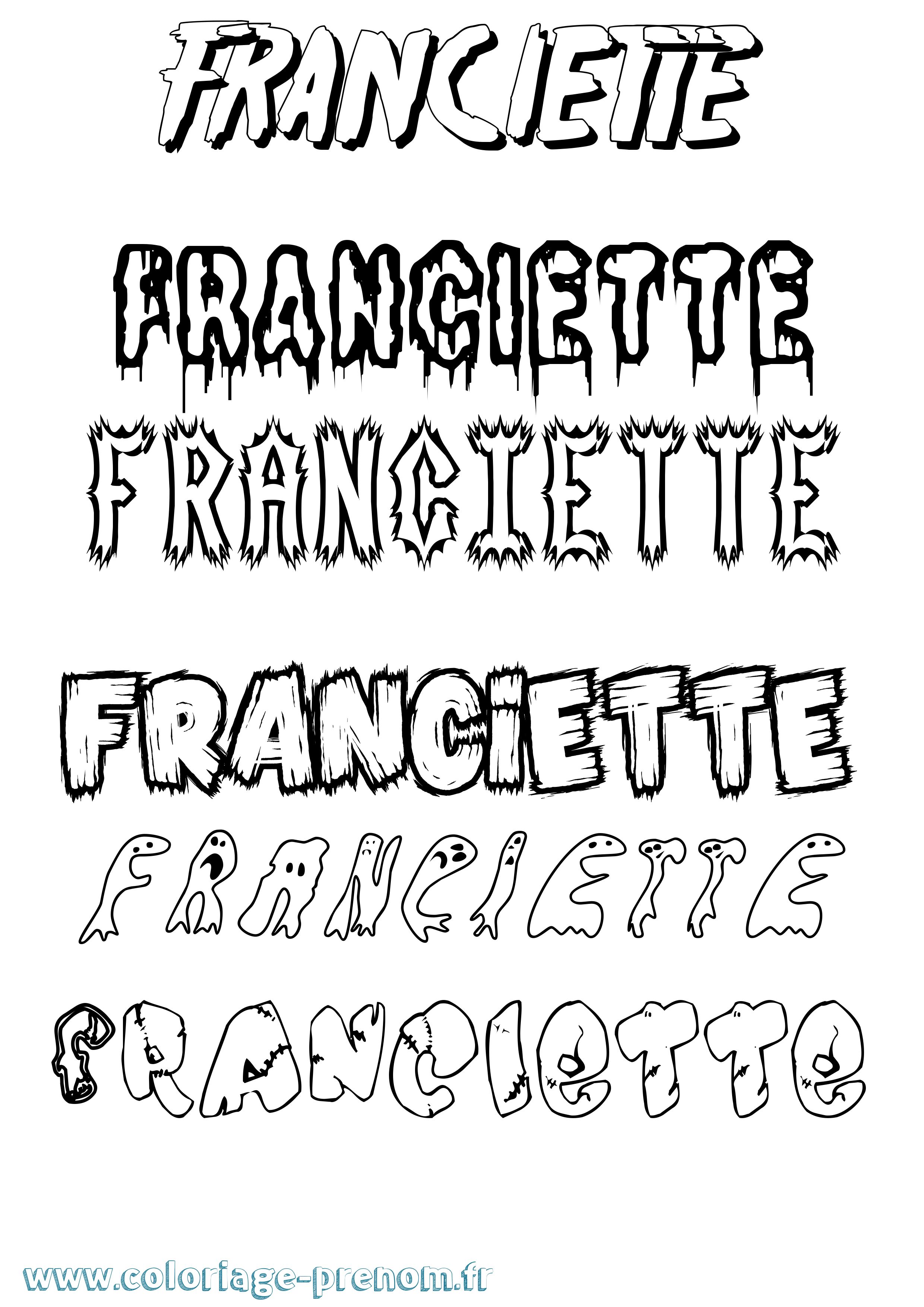 Coloriage prénom Franciette Frisson