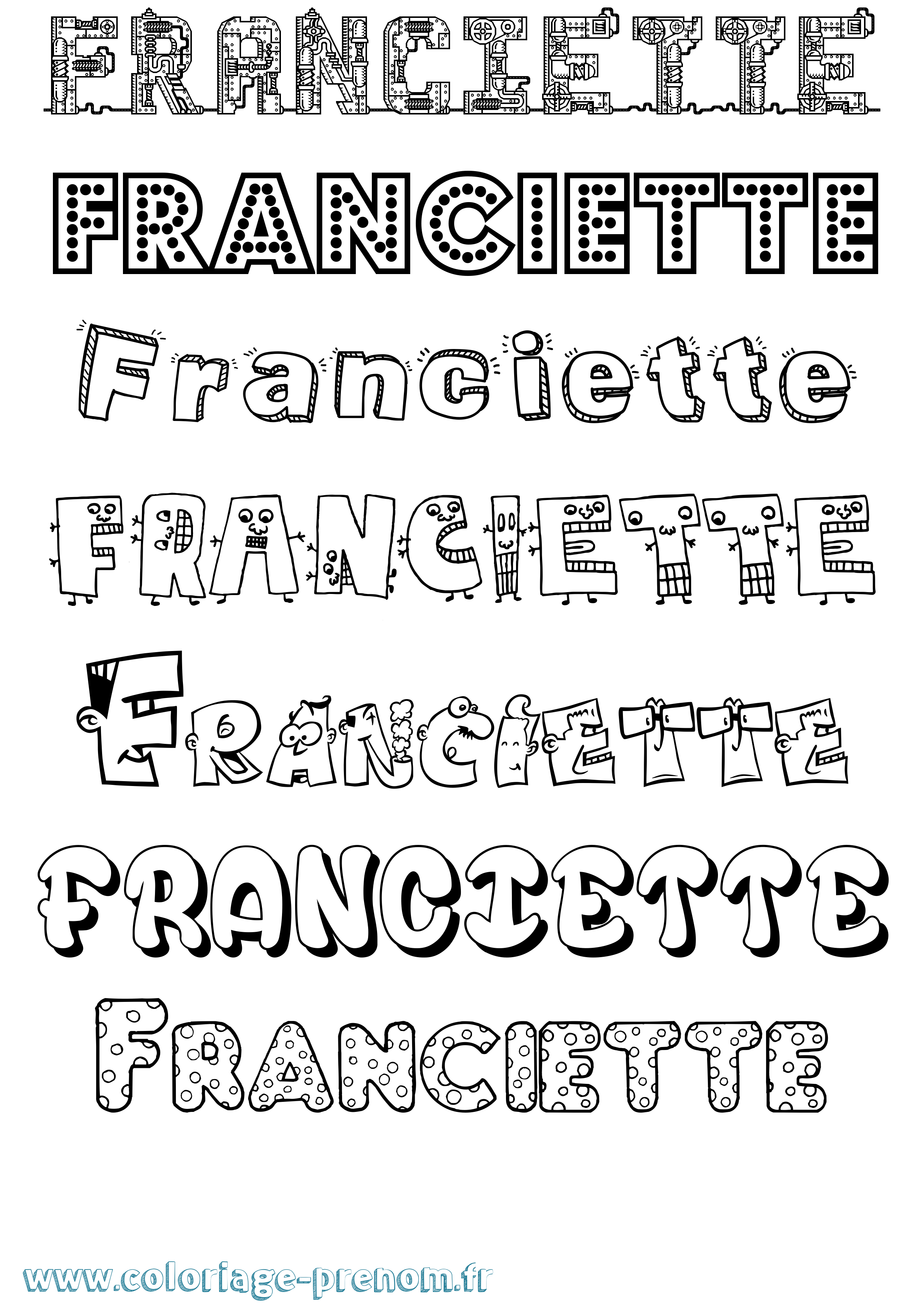 Coloriage prénom Franciette Fun