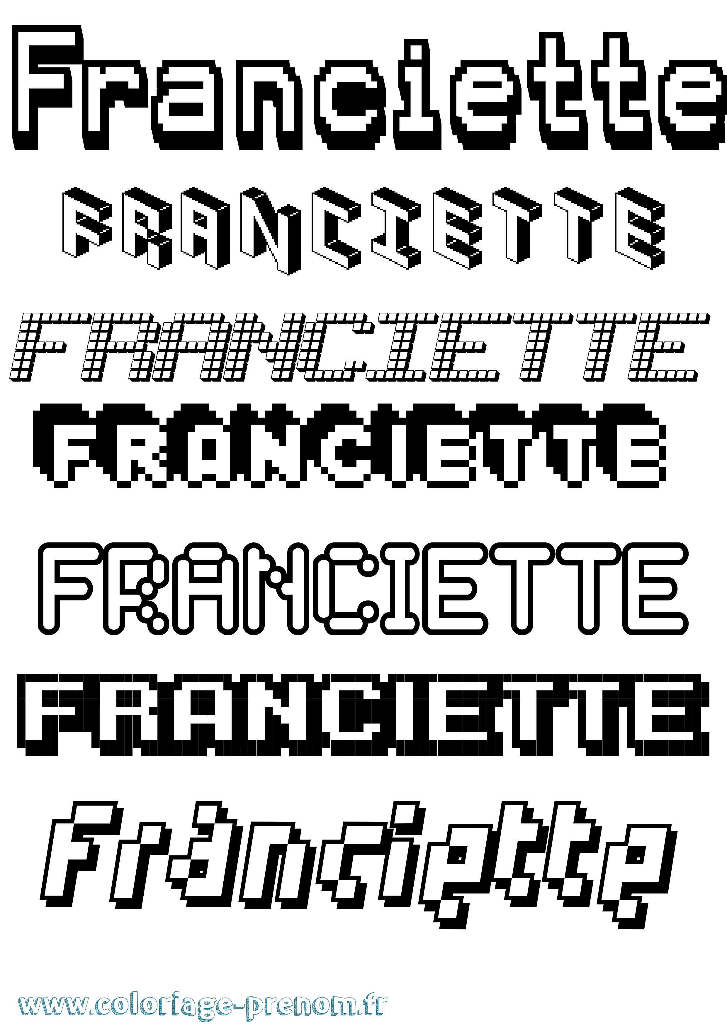 Coloriage prénom Franciette Pixel