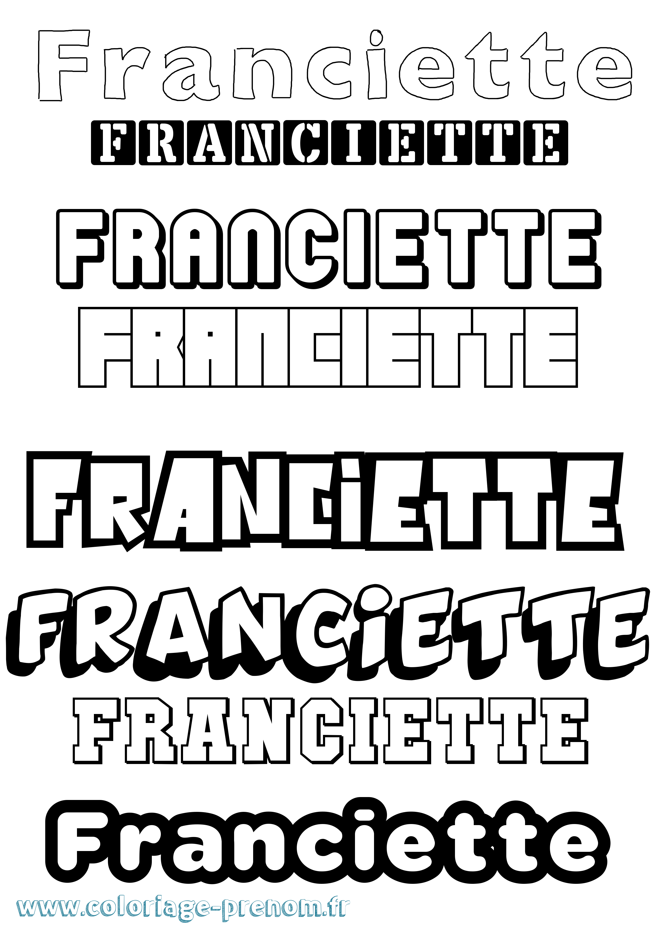 Coloriage prénom Franciette Simple