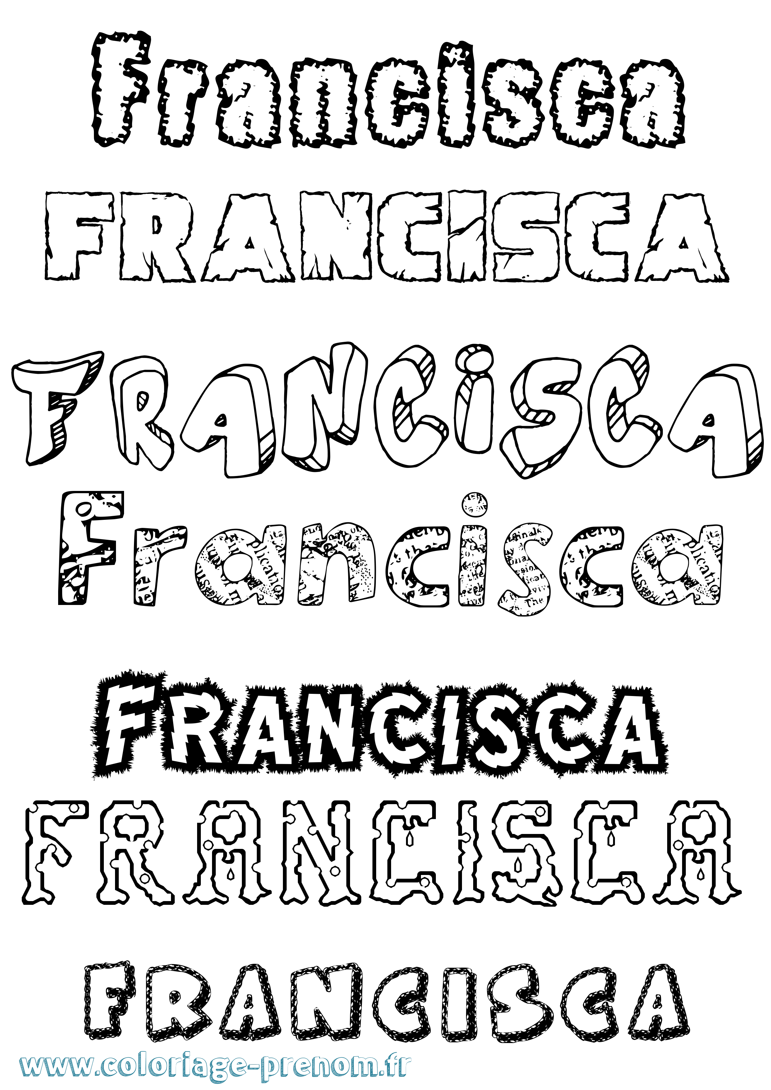 Coloriage prénom Francisca Destructuré