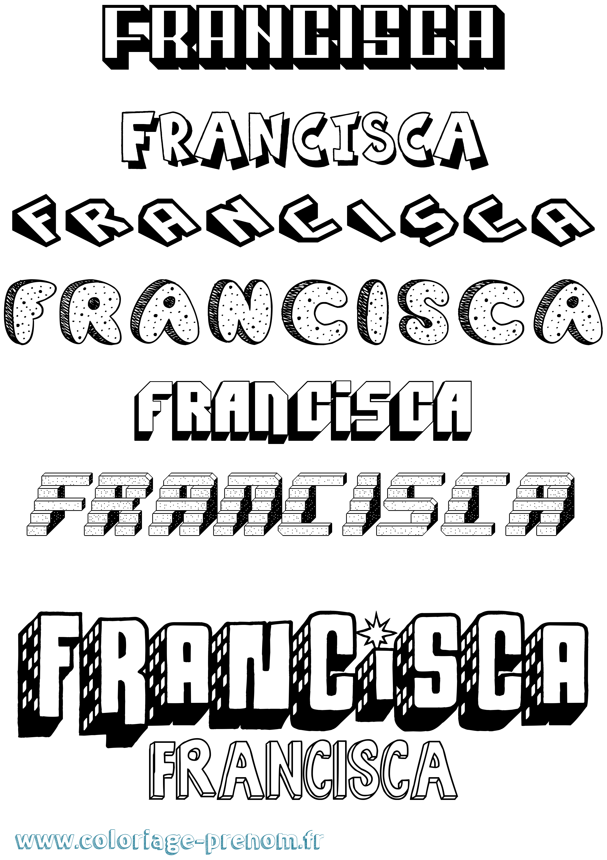 Coloriage prénom Francisca Effet 3D