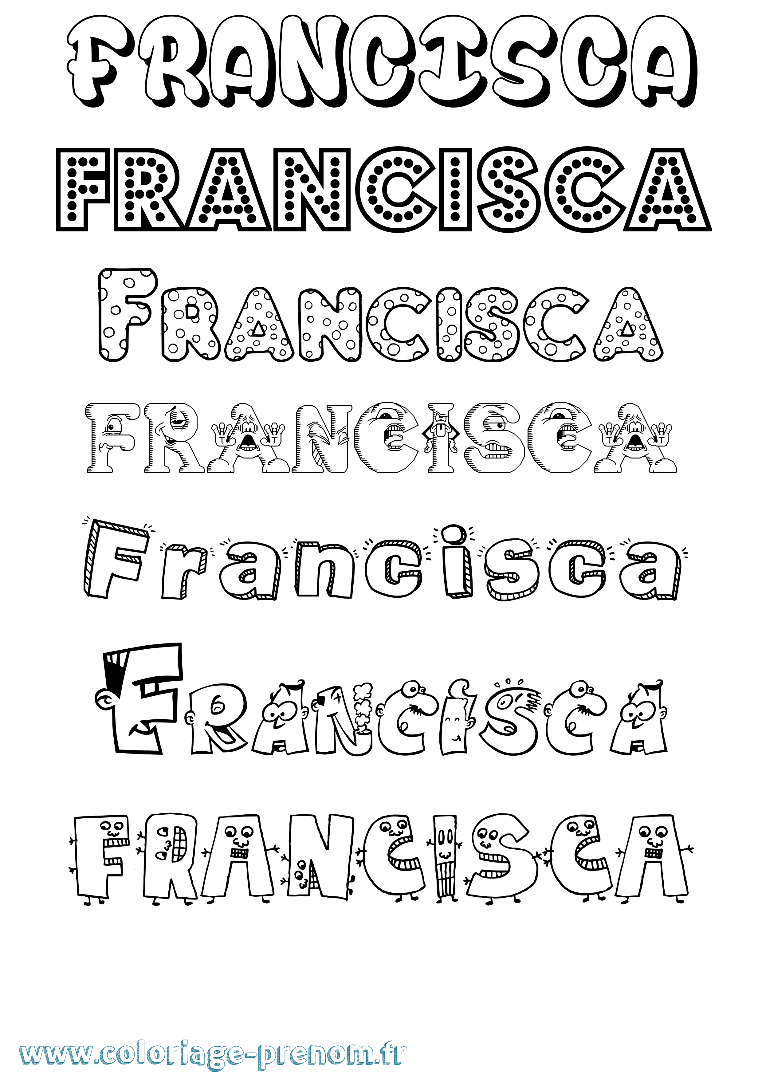 Coloriage prénom Francisca Fun