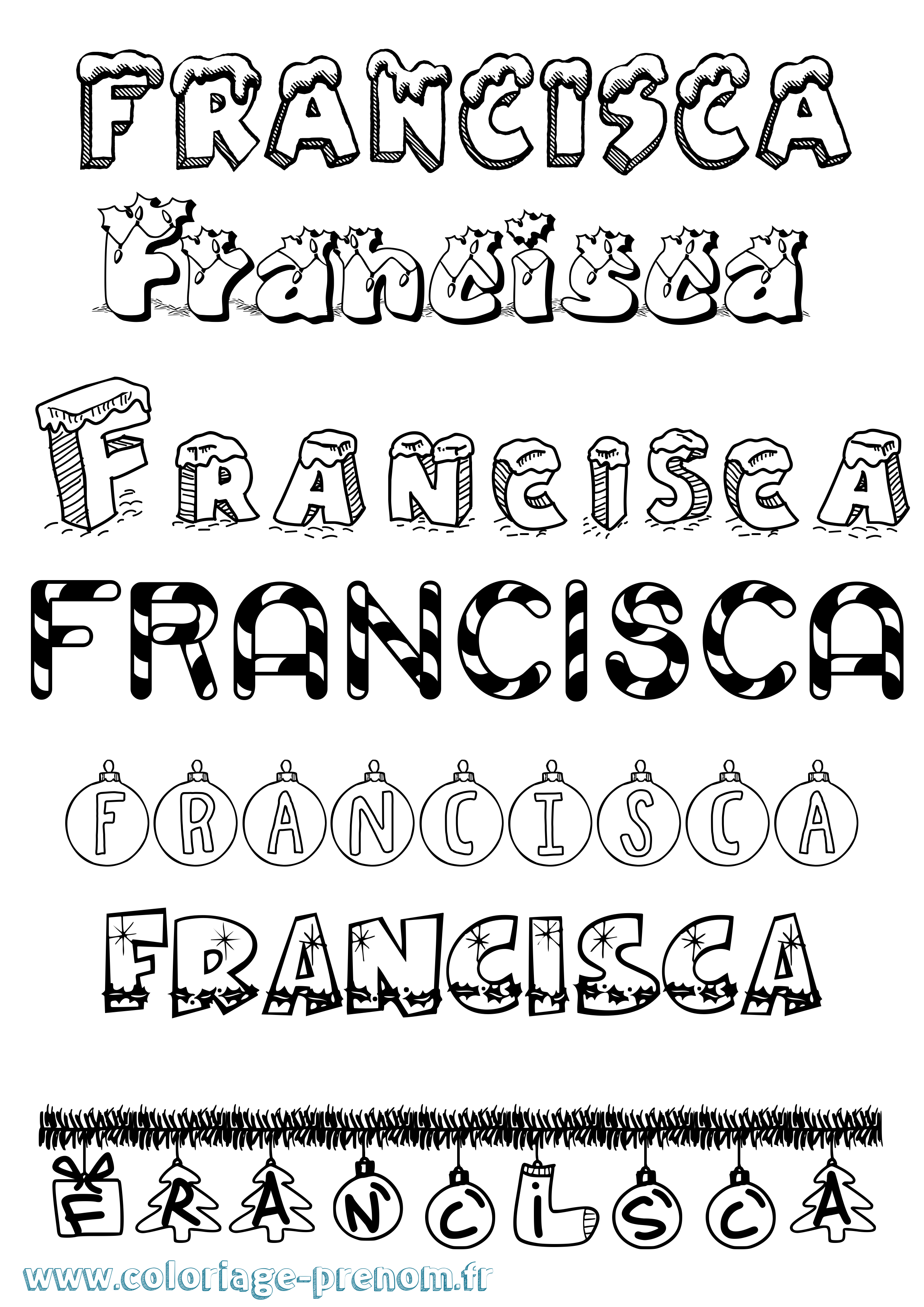 Coloriage prénom Francisca Noël