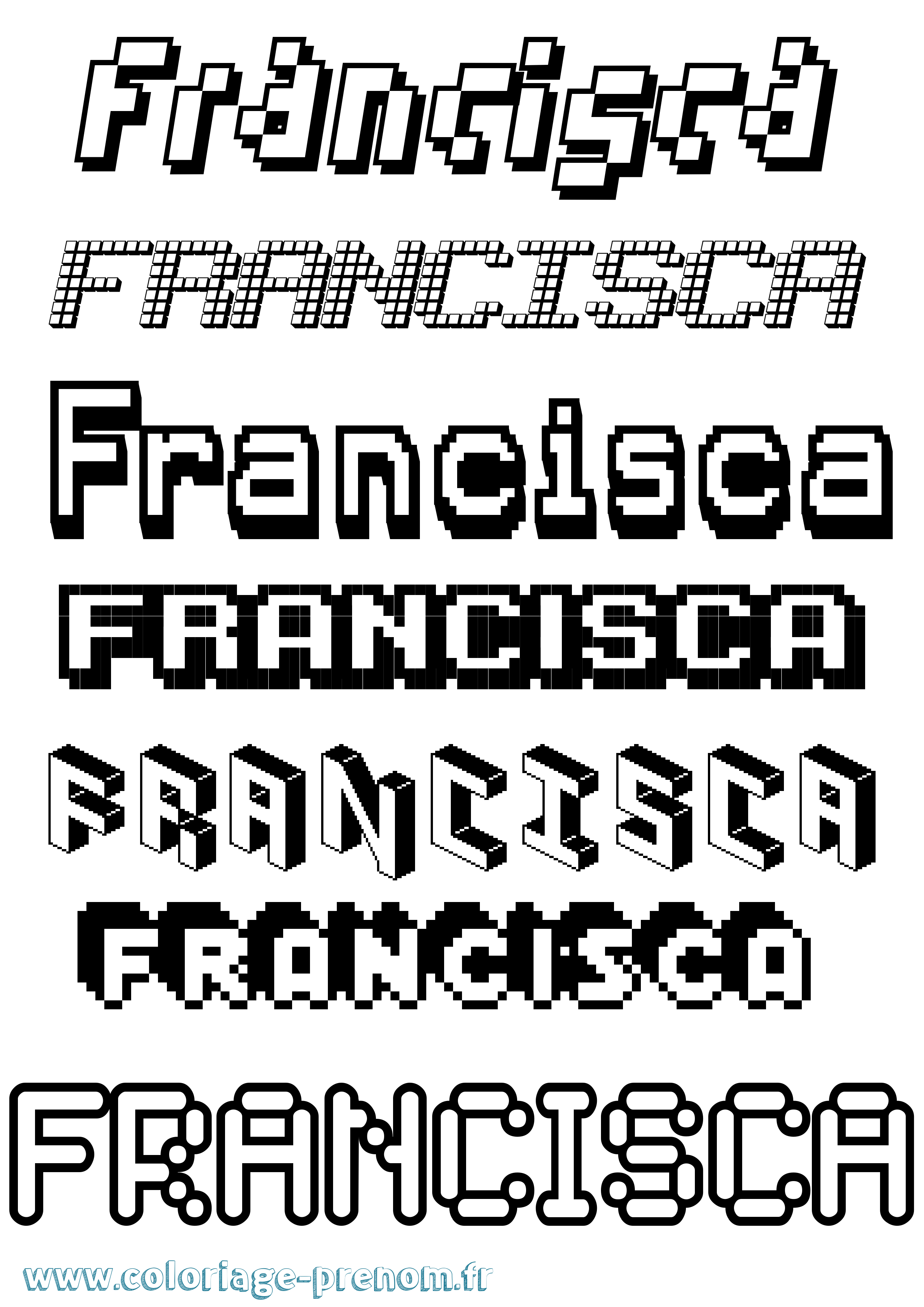 Coloriage prénom Francisca Pixel