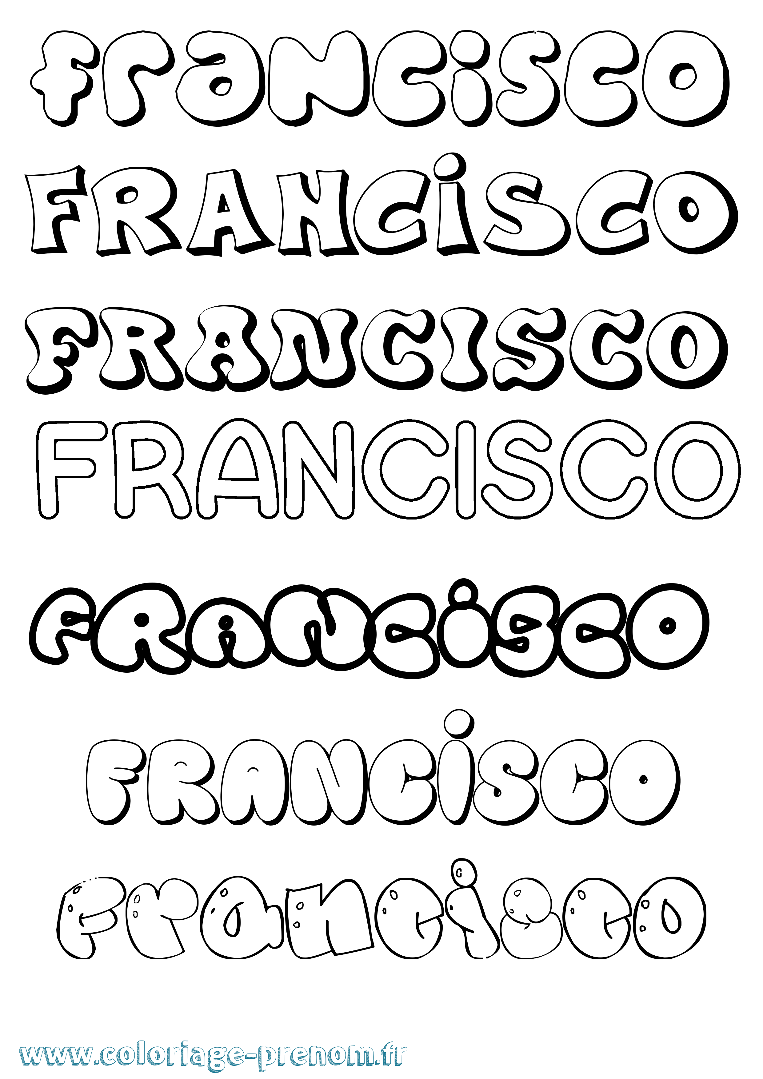 Coloriage prénom Francisco Bubble