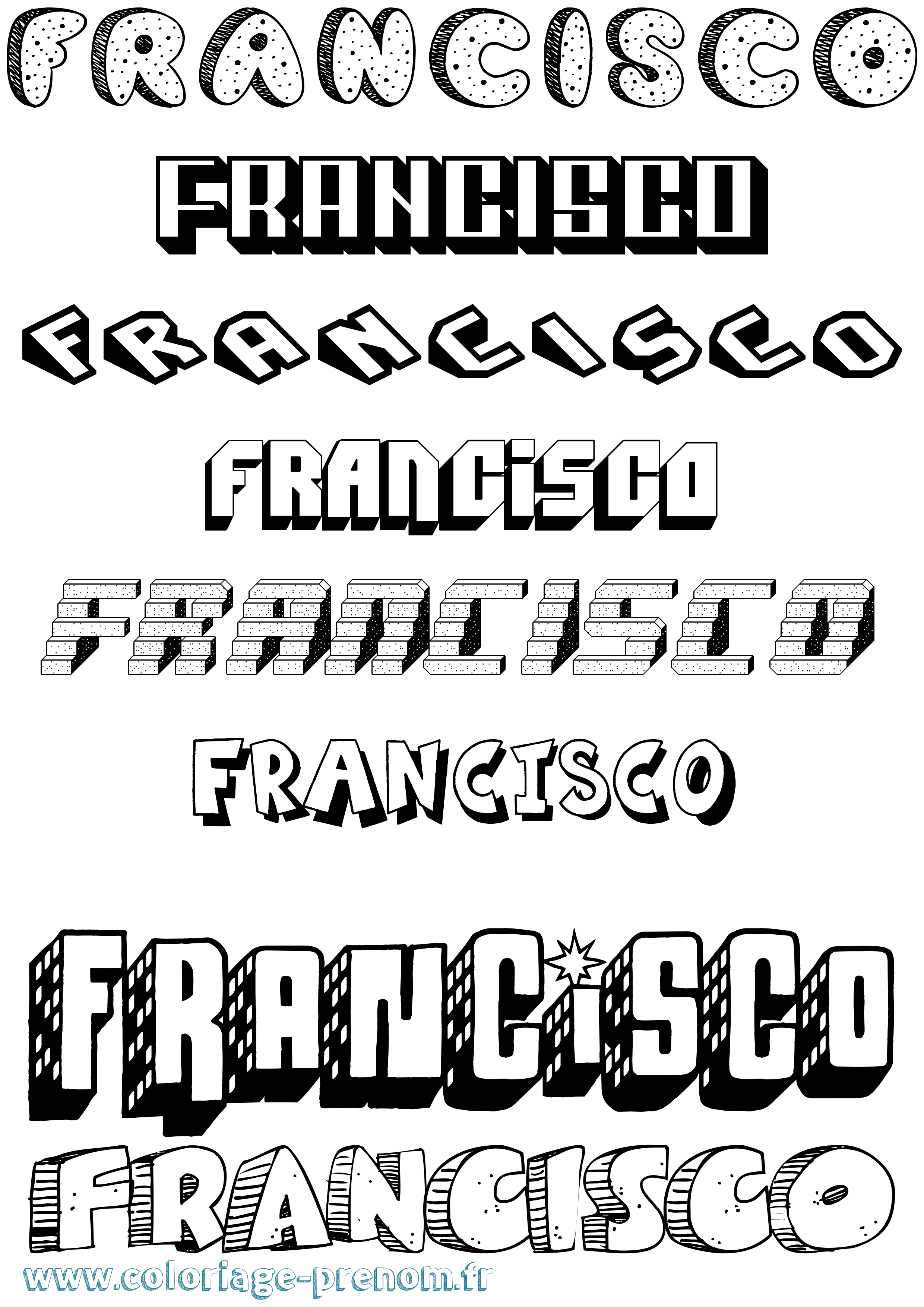 Coloriage prénom Francisco Effet 3D