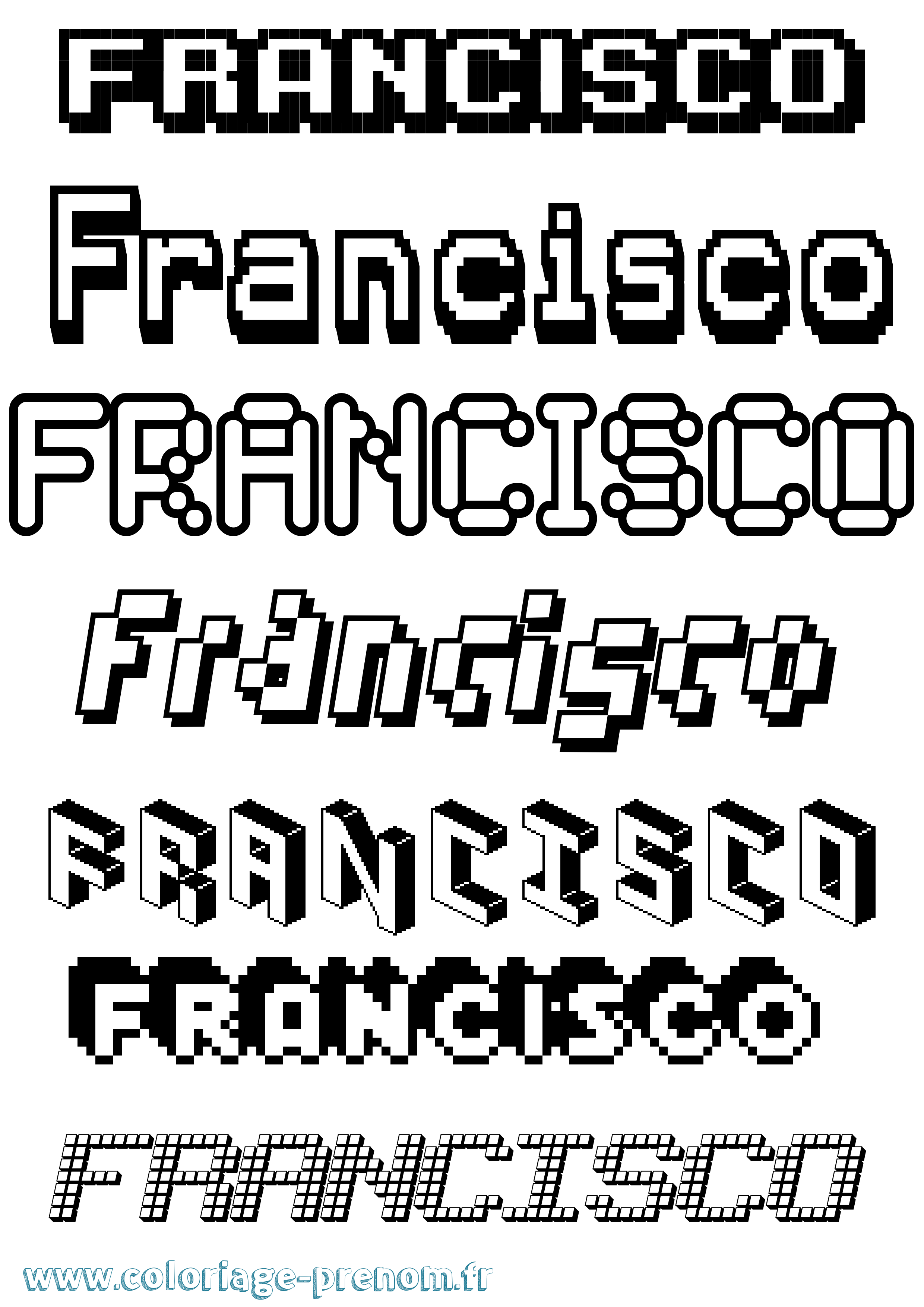 Coloriage prénom Francisco Pixel