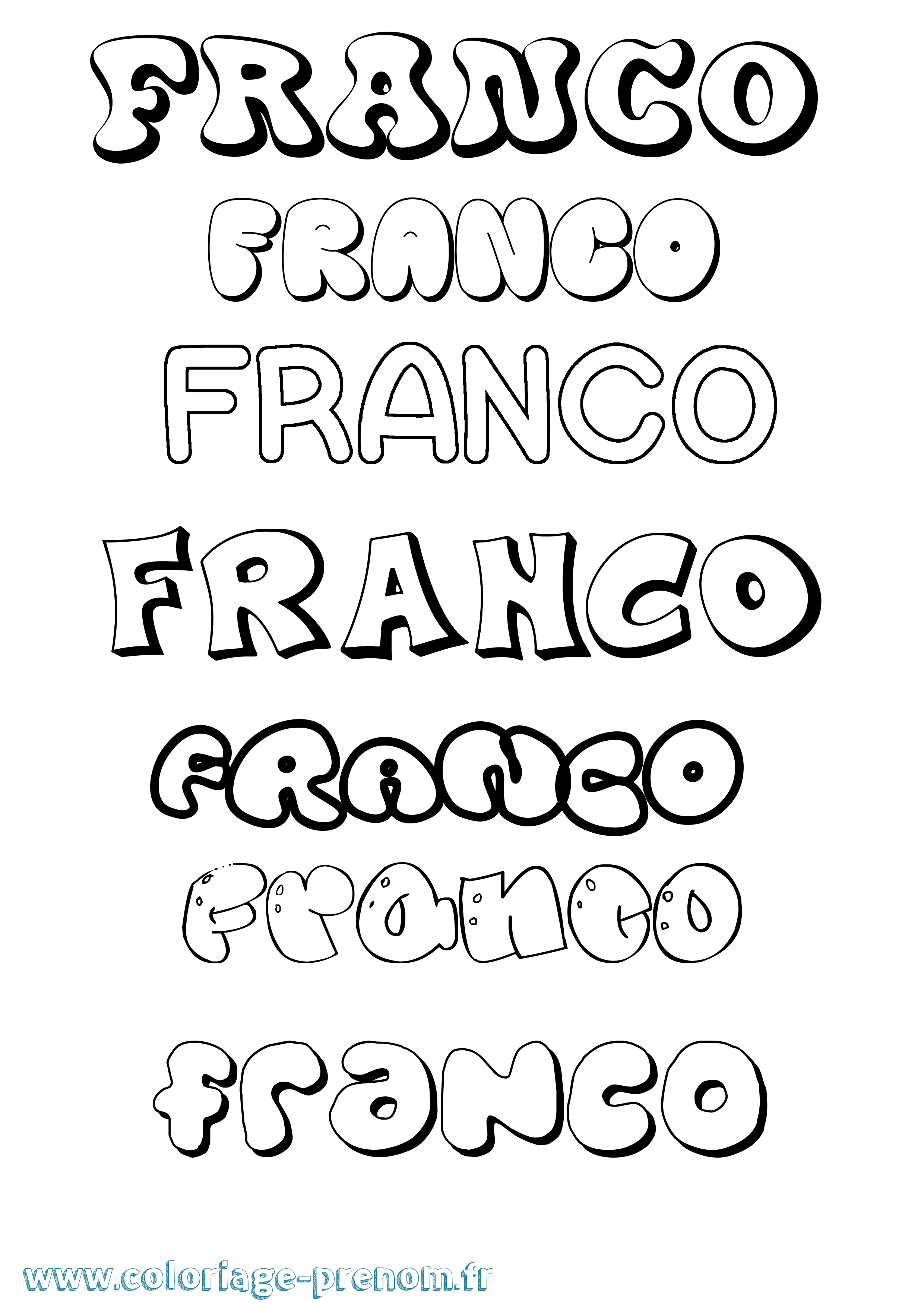 Coloriage prénom Franco Bubble