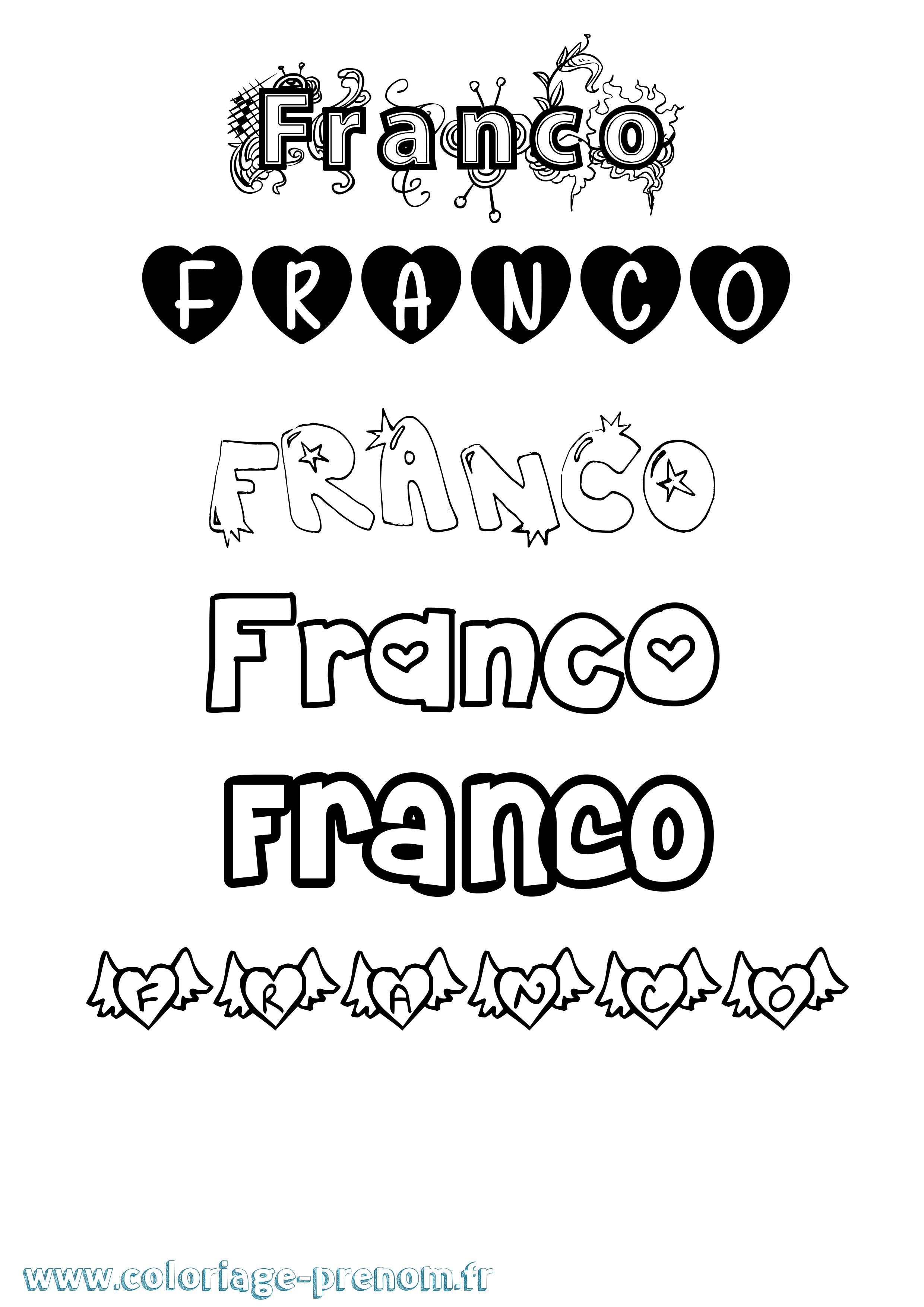 Coloriage prénom Franco Girly