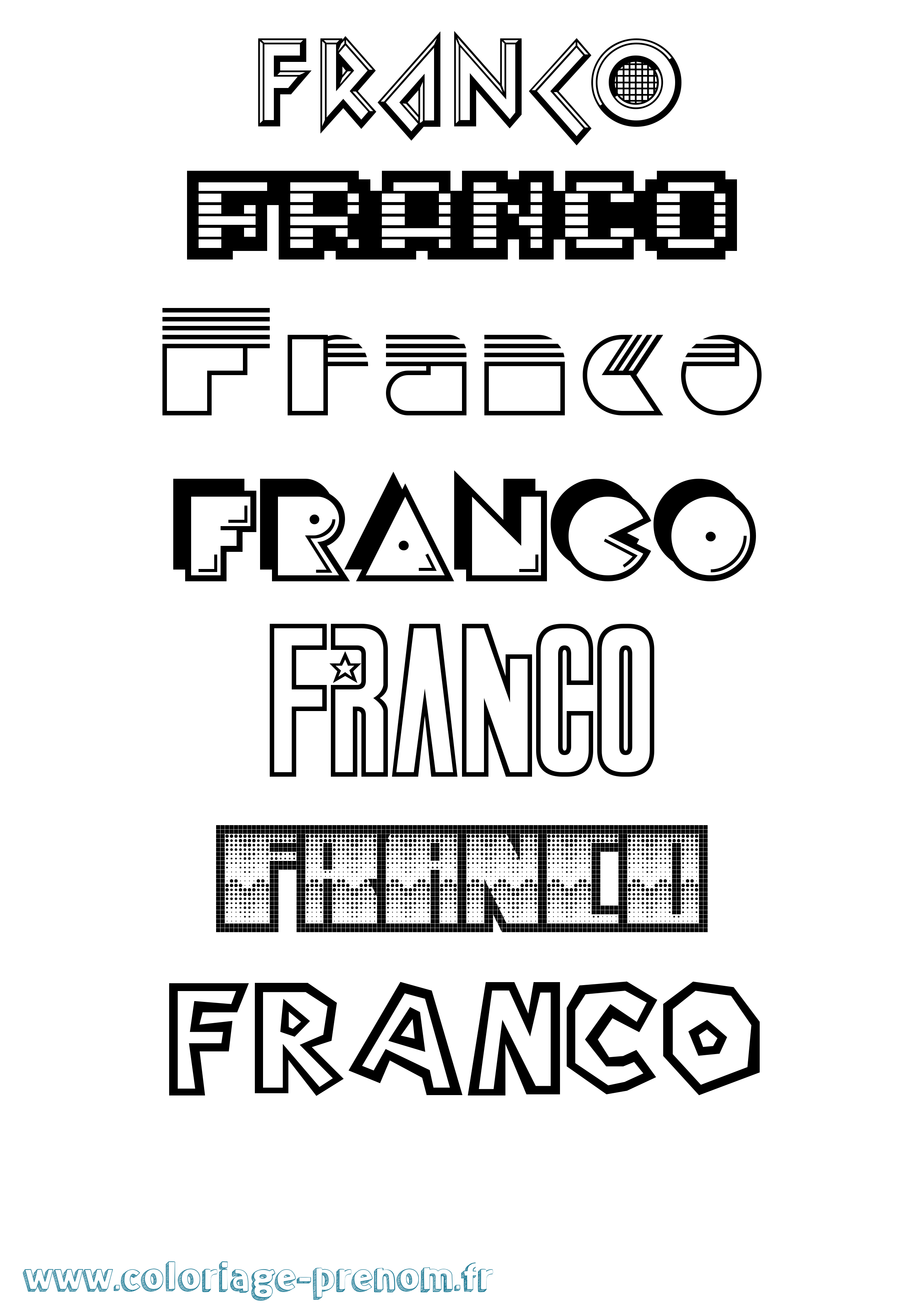 Coloriage prénom Franco Jeux Vidéos