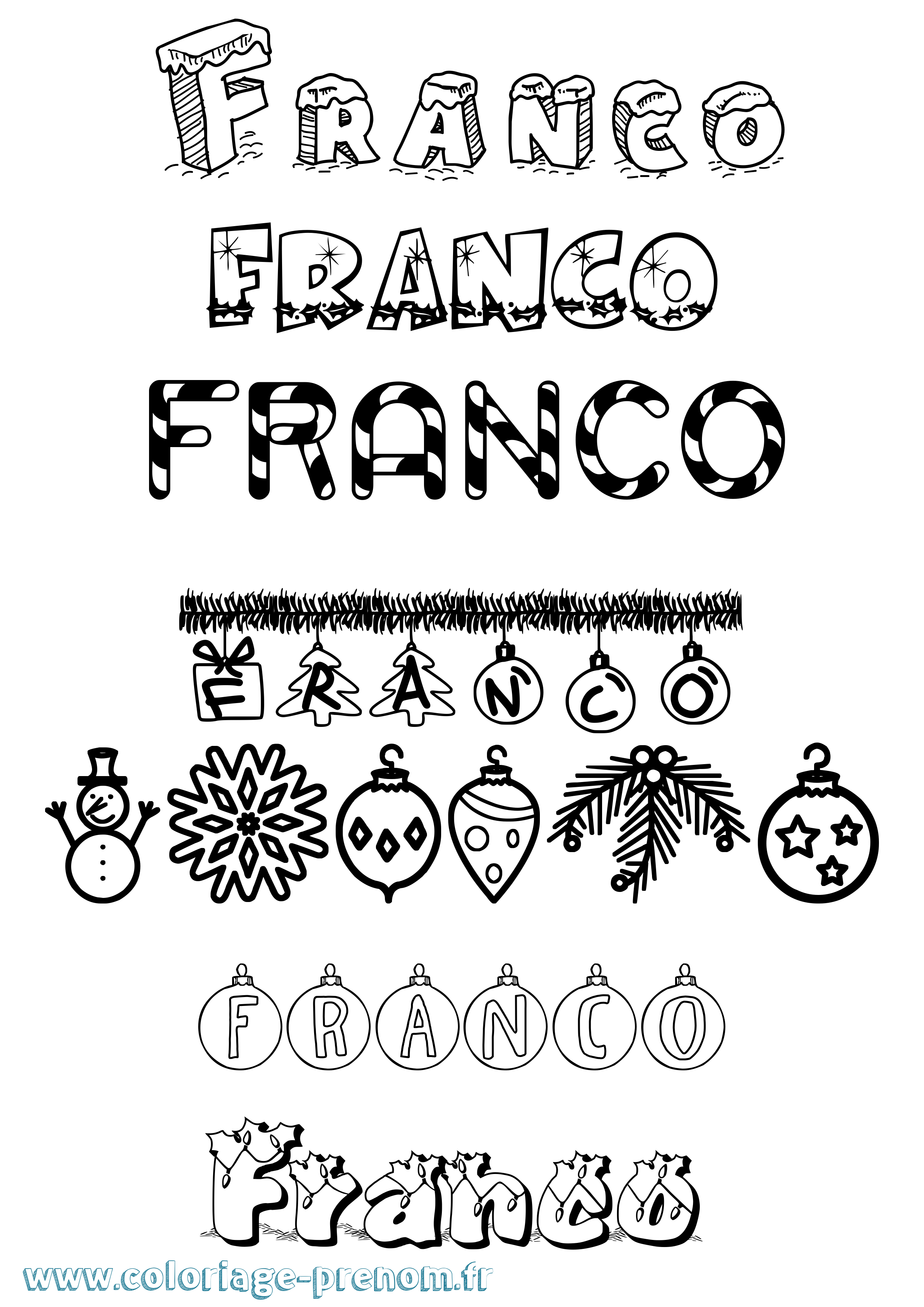 Coloriage prénom Franco Noël