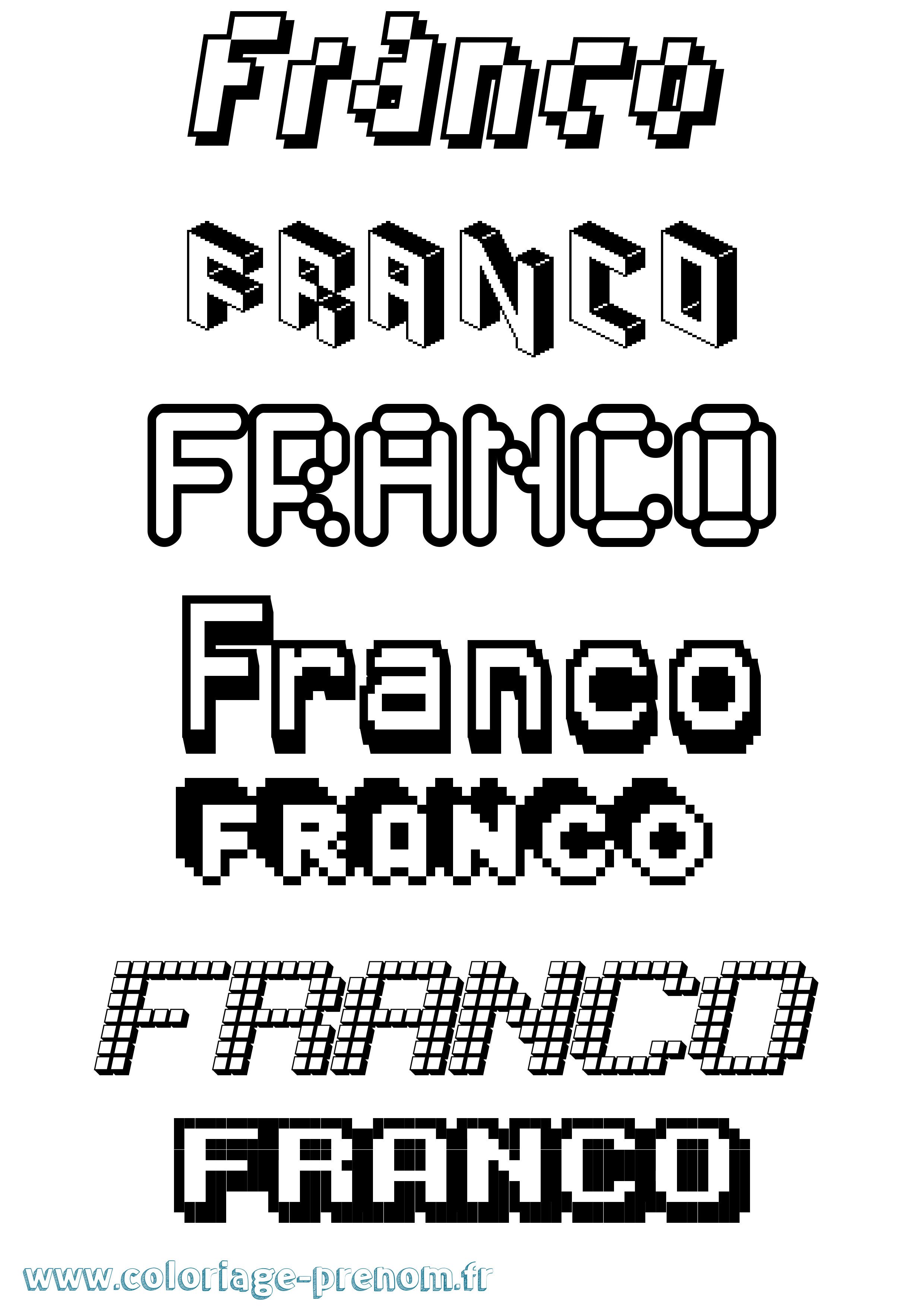 Coloriage prénom Franco Pixel