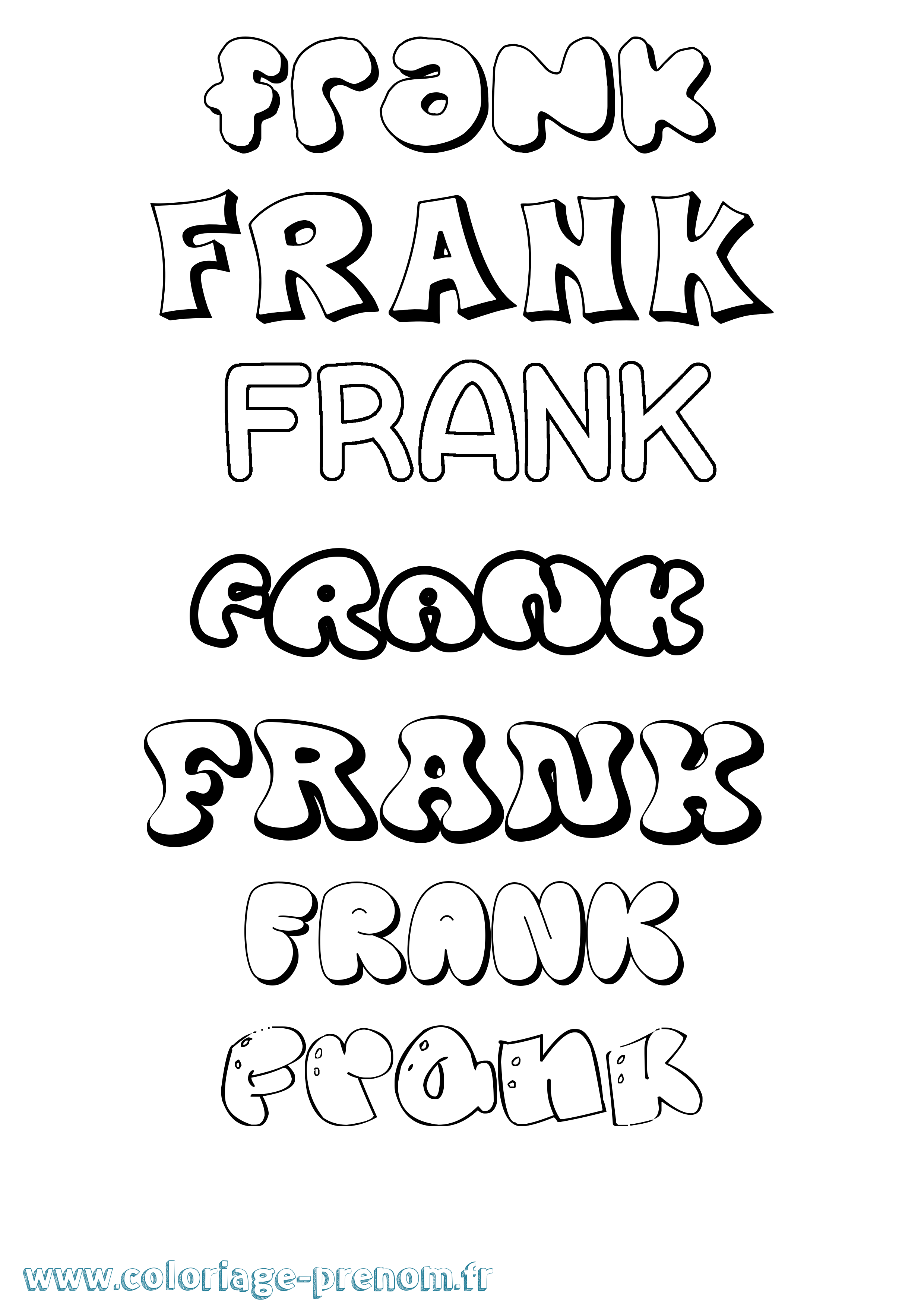 Coloriage prénom Frank Bubble