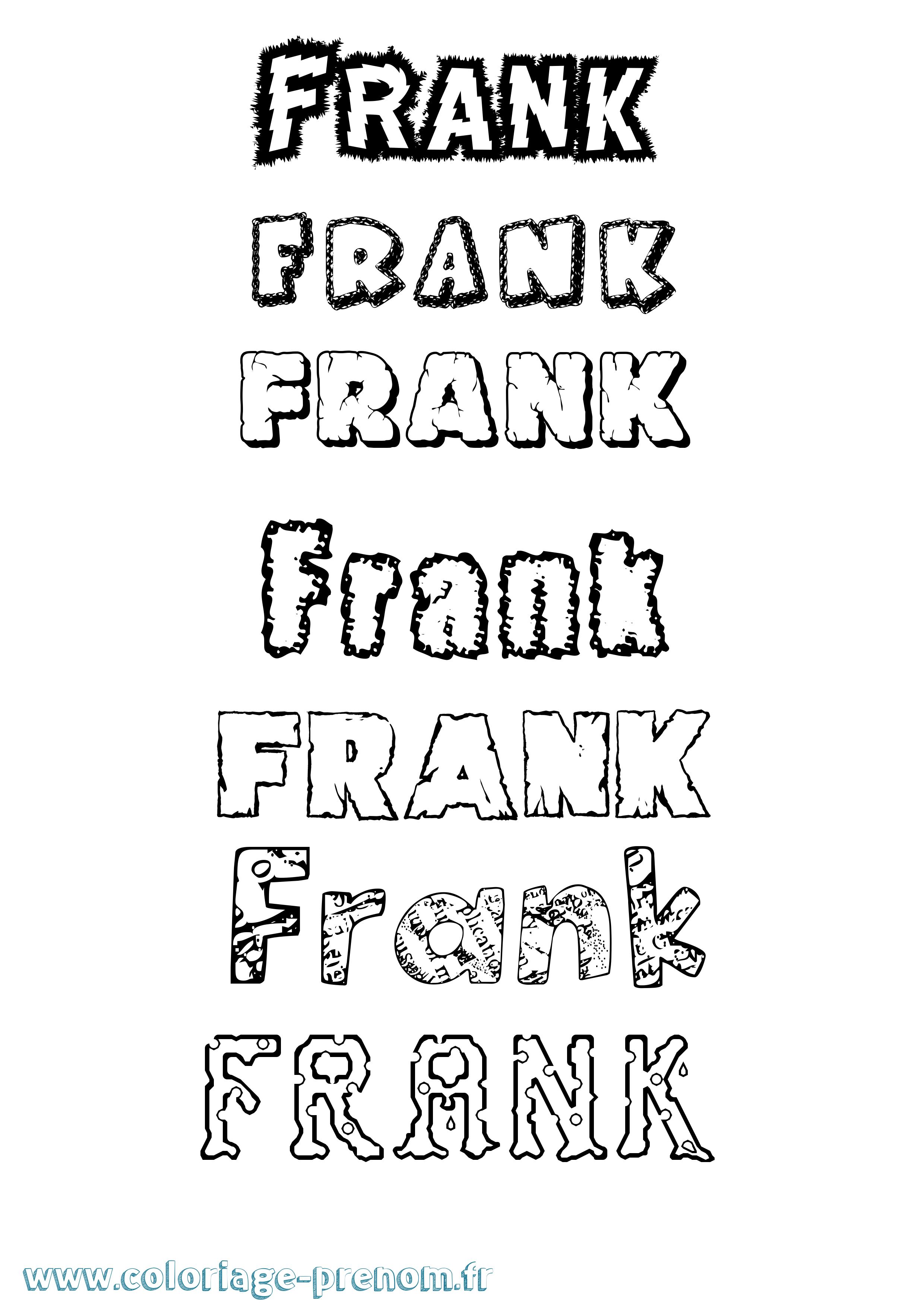 Coloriage prénom Frank Destructuré