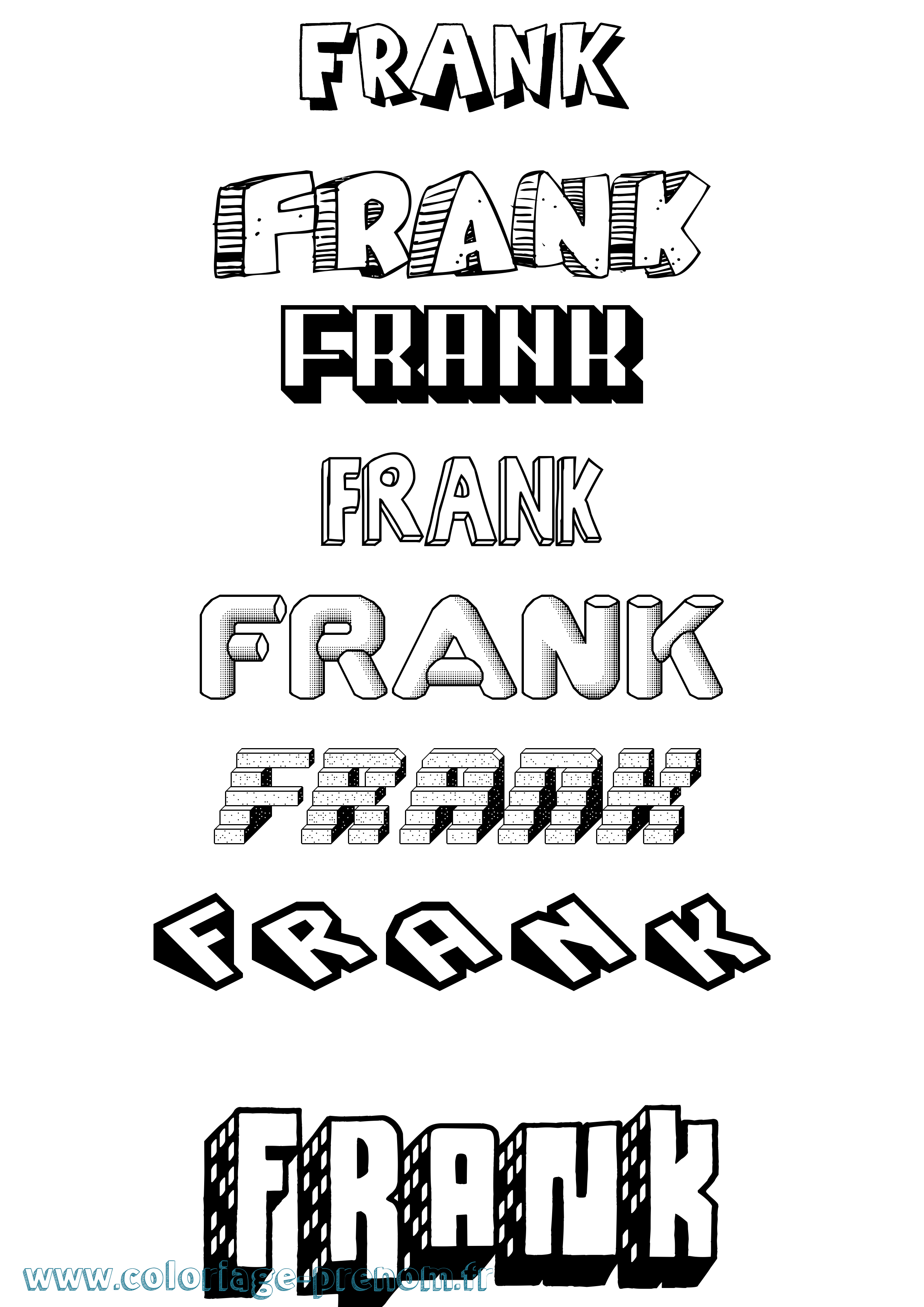 Coloriage prénom Frank Effet 3D