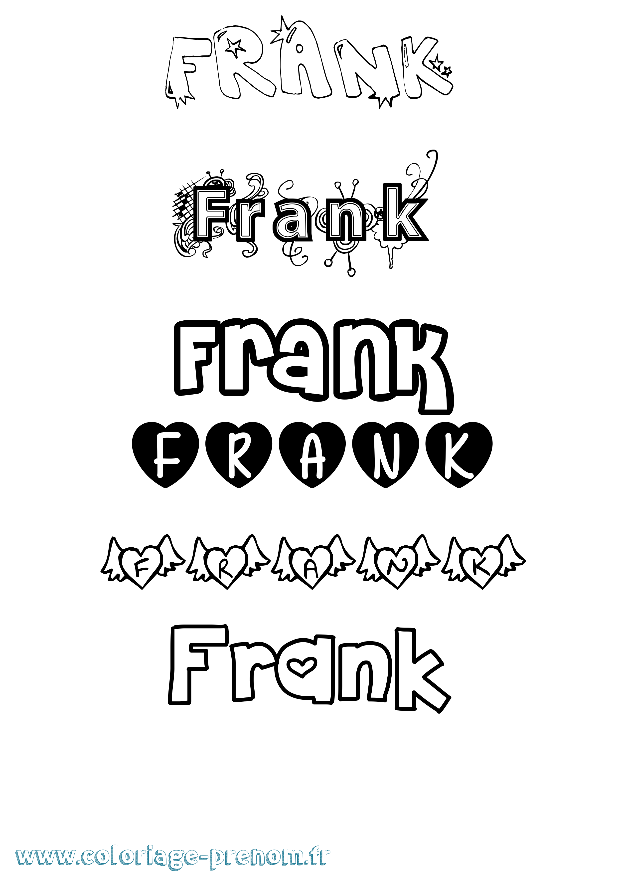 Coloriage prénom Frank Girly