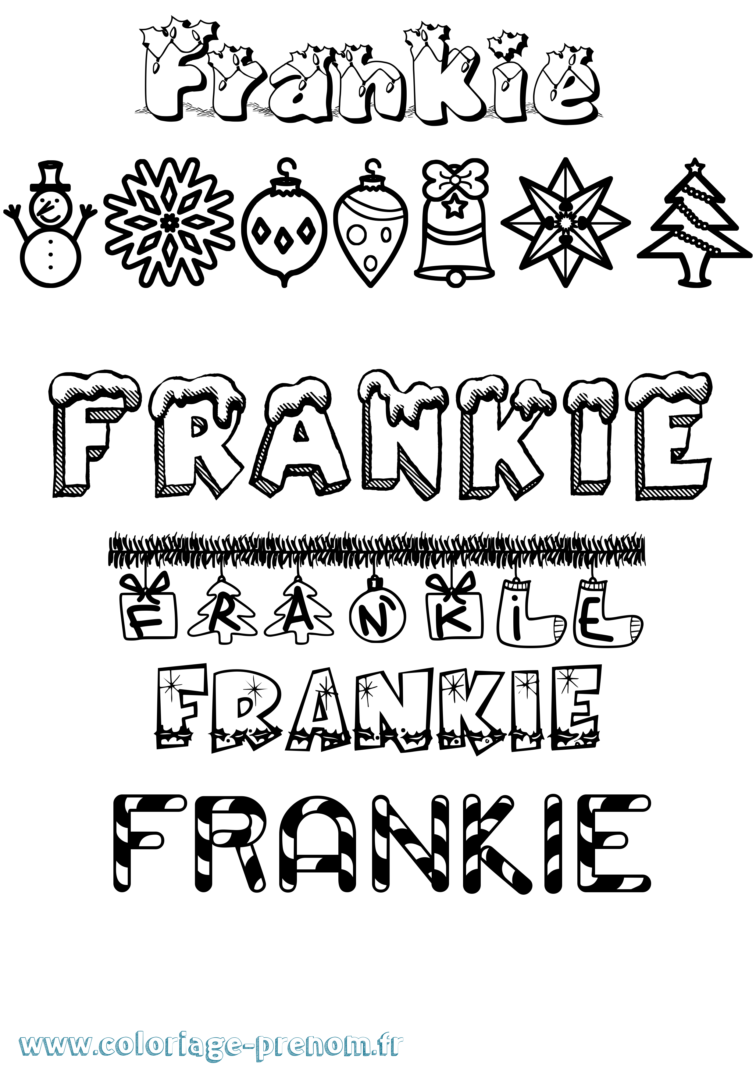 Coloriage Frankie Noël Coloriage prénom Frankie Noël