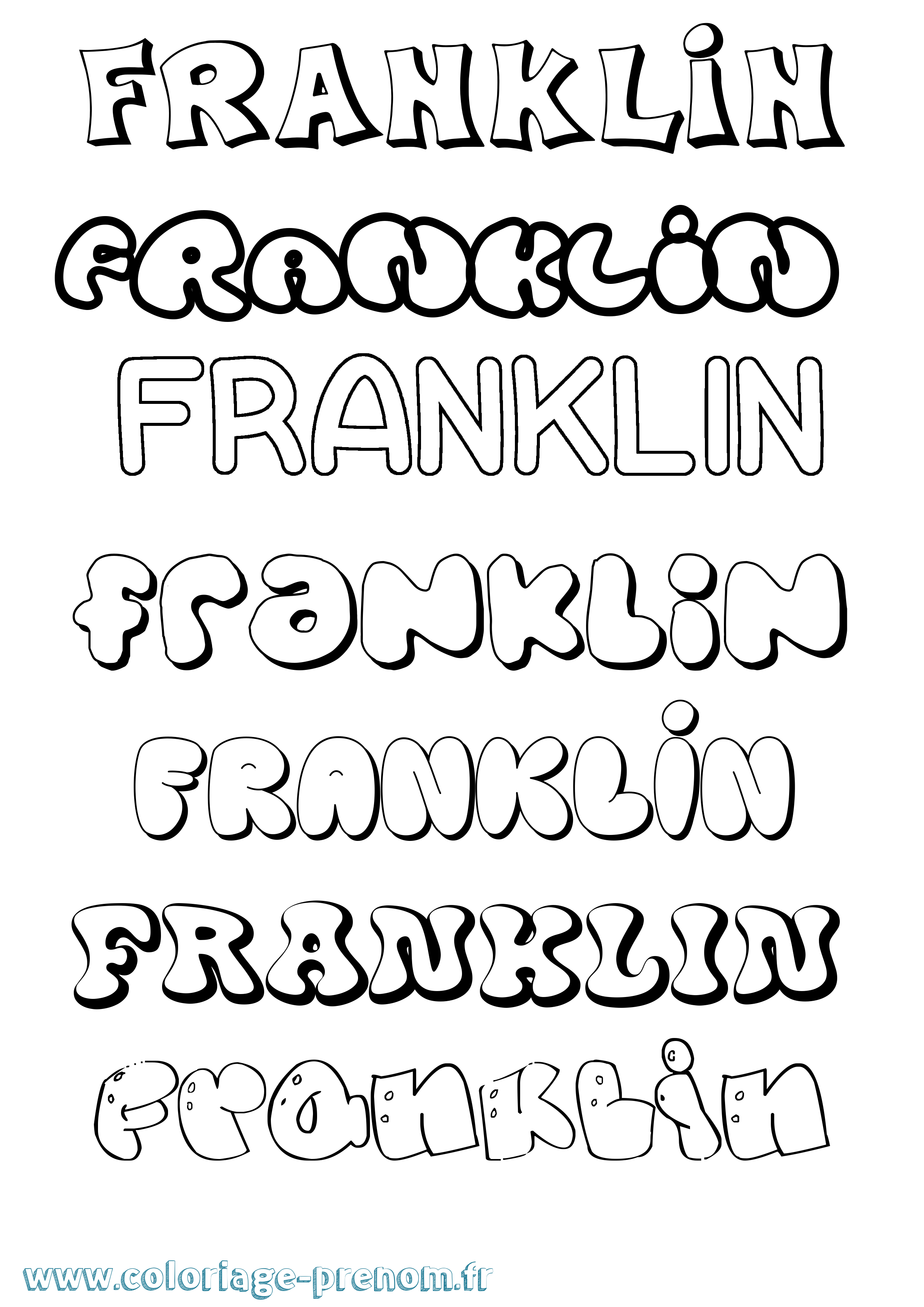 Coloriage Franklin Bubble Coloriage prénom Franklin Bubble