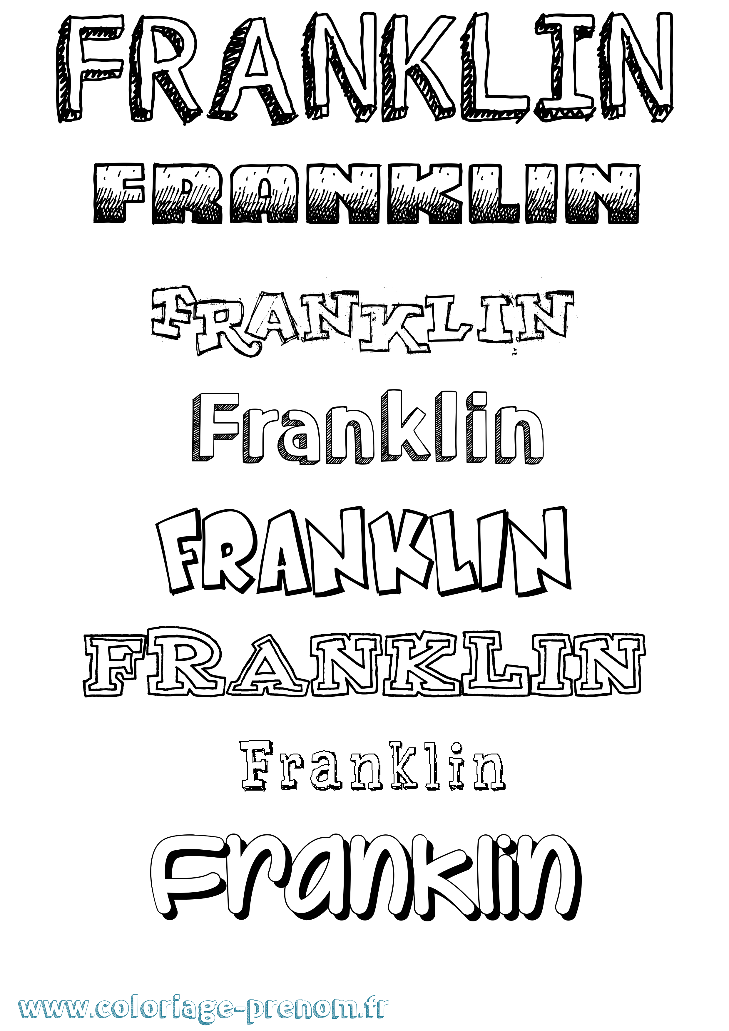 Coloriage Franklin Dessiné Coloriage prénom Franklin Dessiné