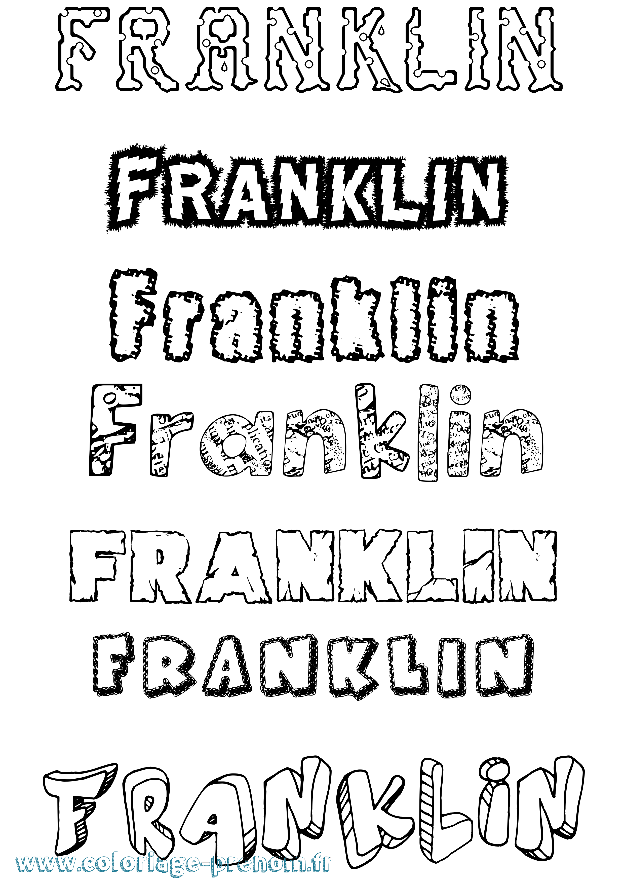 Coloriage Franklin Destructuré Coloriage prénom Franklin Destructuré
