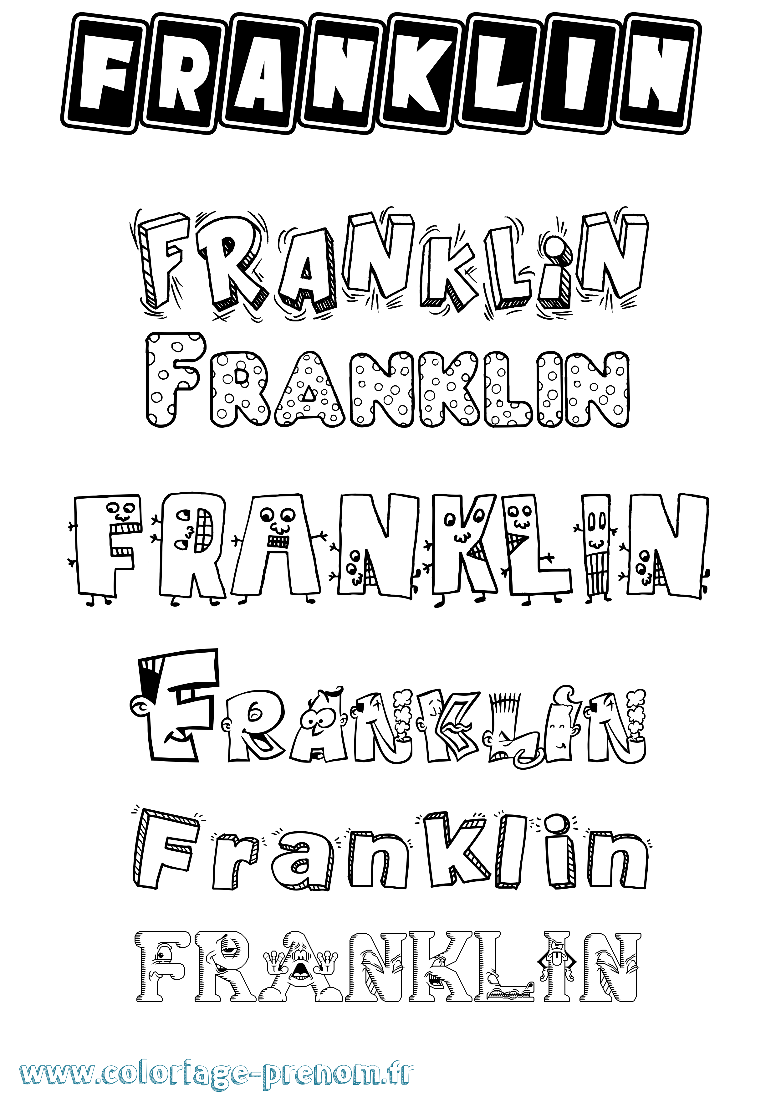 Coloriage Franklin Fun Coloriage prénom Franklin Fun