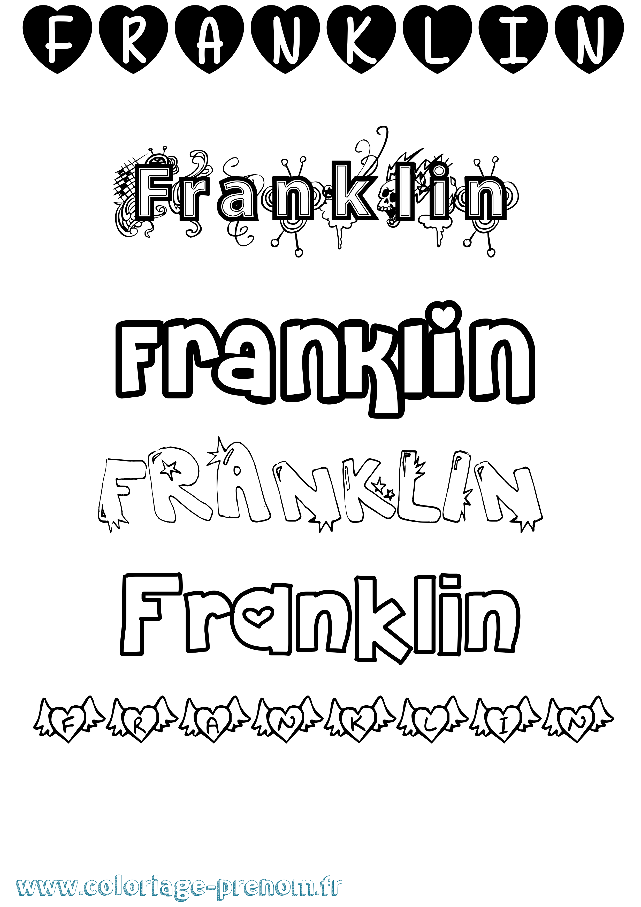 Coloriage Franklin Girly Coloriage prénom Franklin Girly