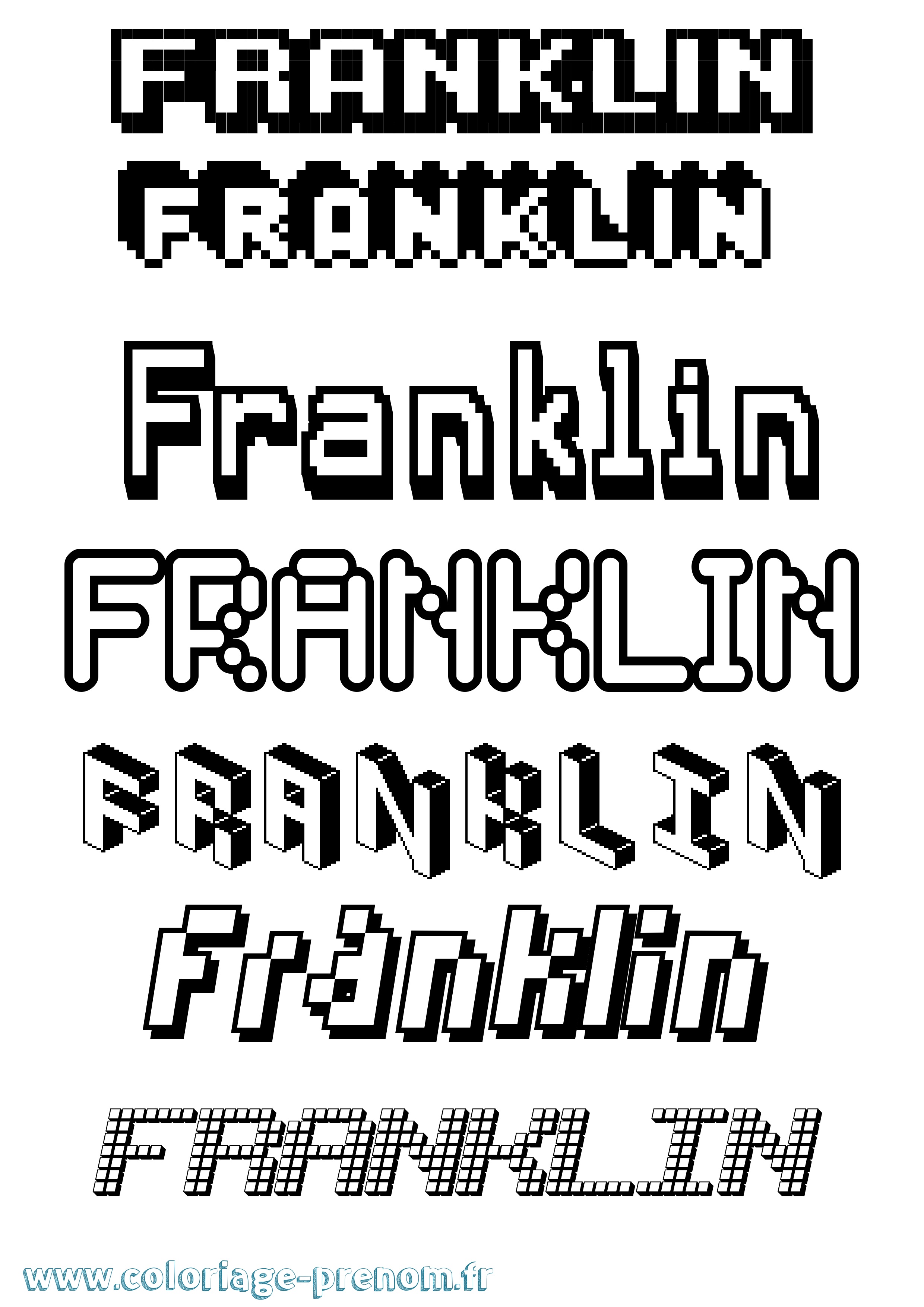 Coloriage Franklin Pixel Coloriage prénom Franklin Pixel