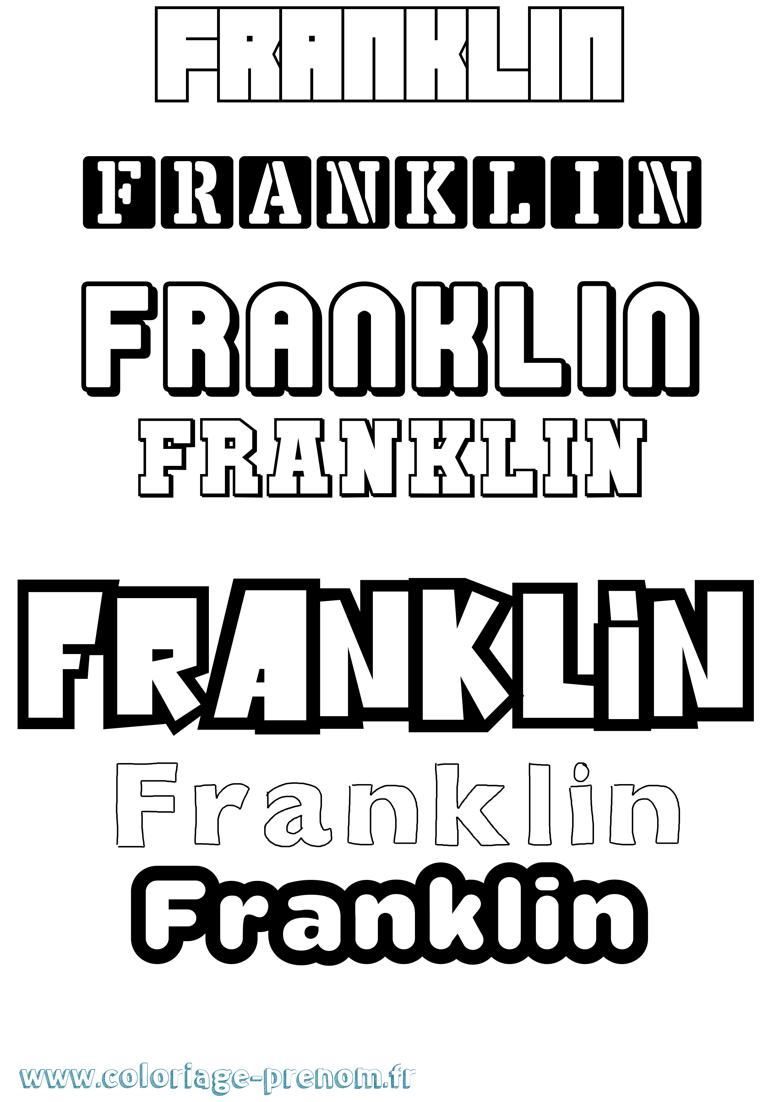 Coloriage Franklin Simple Coloriage prénom Franklin Simple