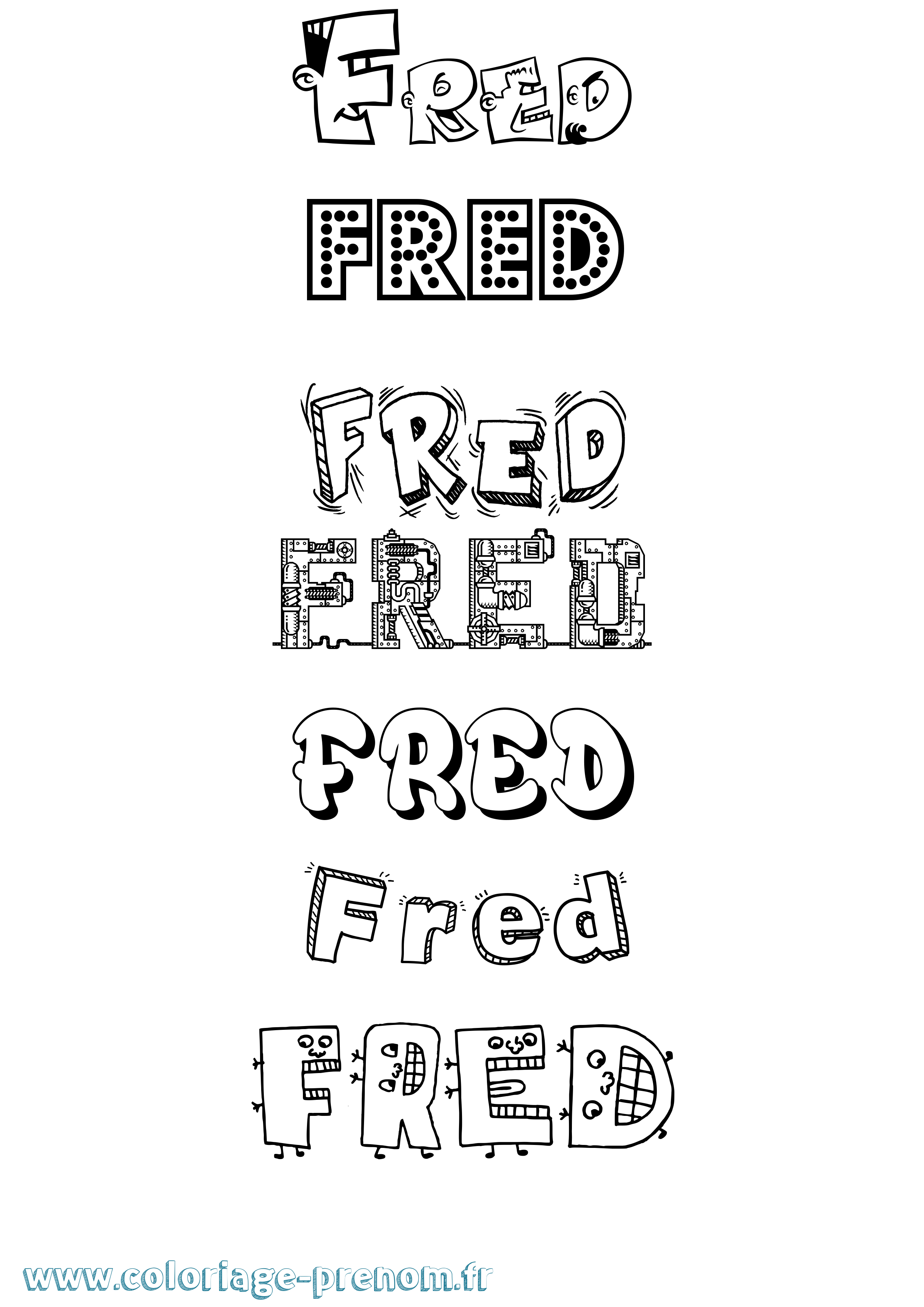 Coloriage prénom Fred Fun