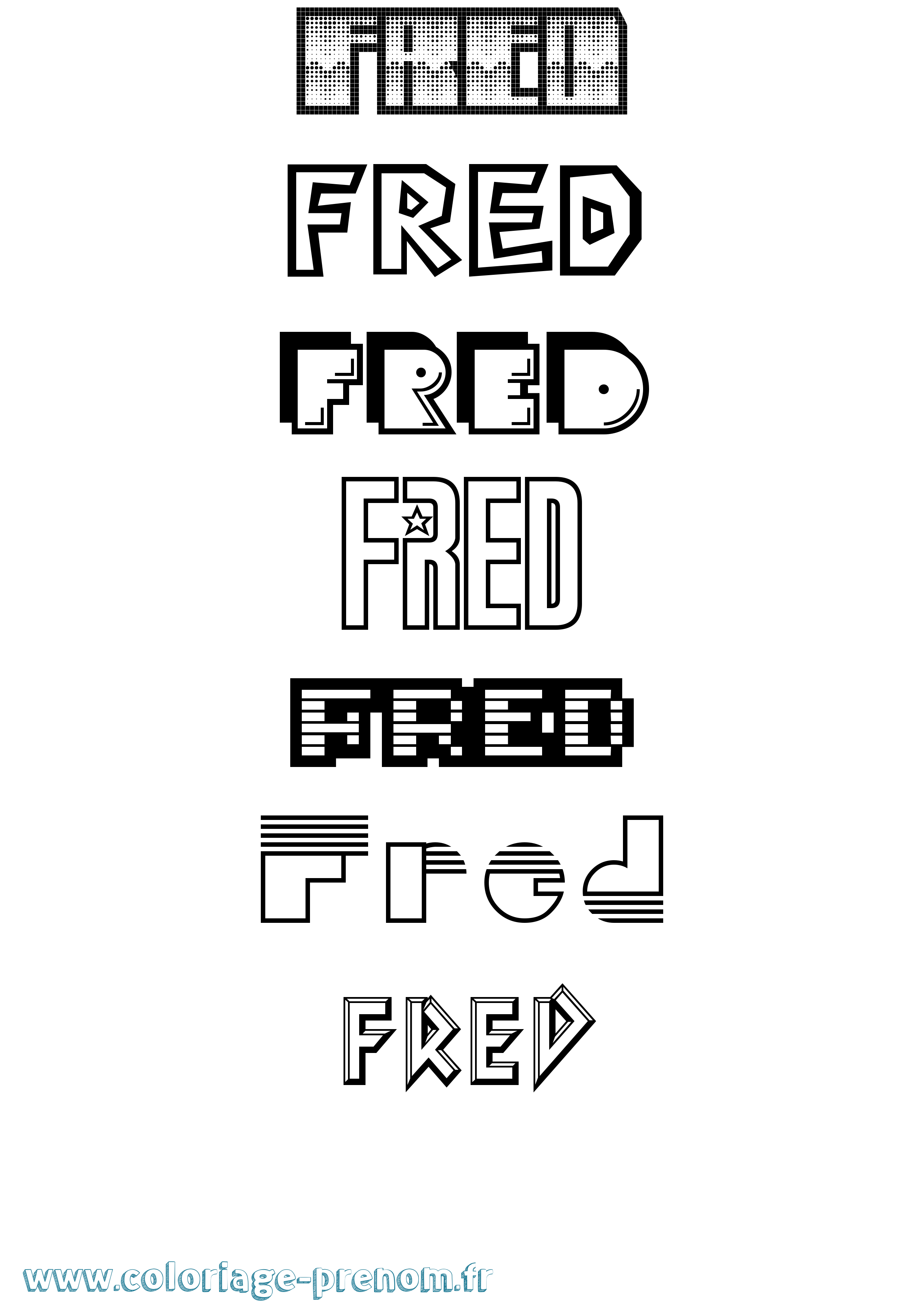 Coloriage prénom Fred Jeux Vidéos