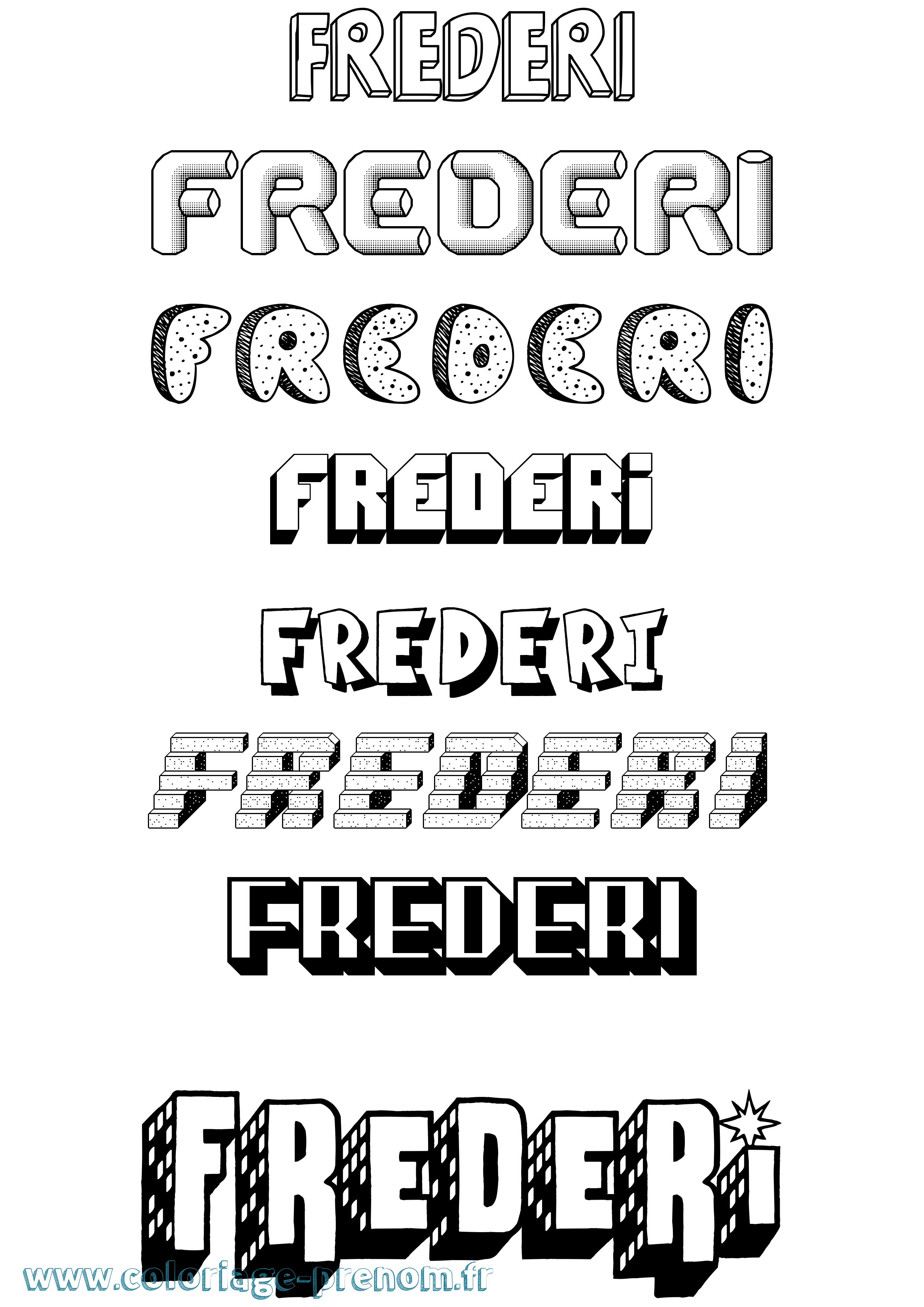 Coloriage prénom Frederi Effet 3D