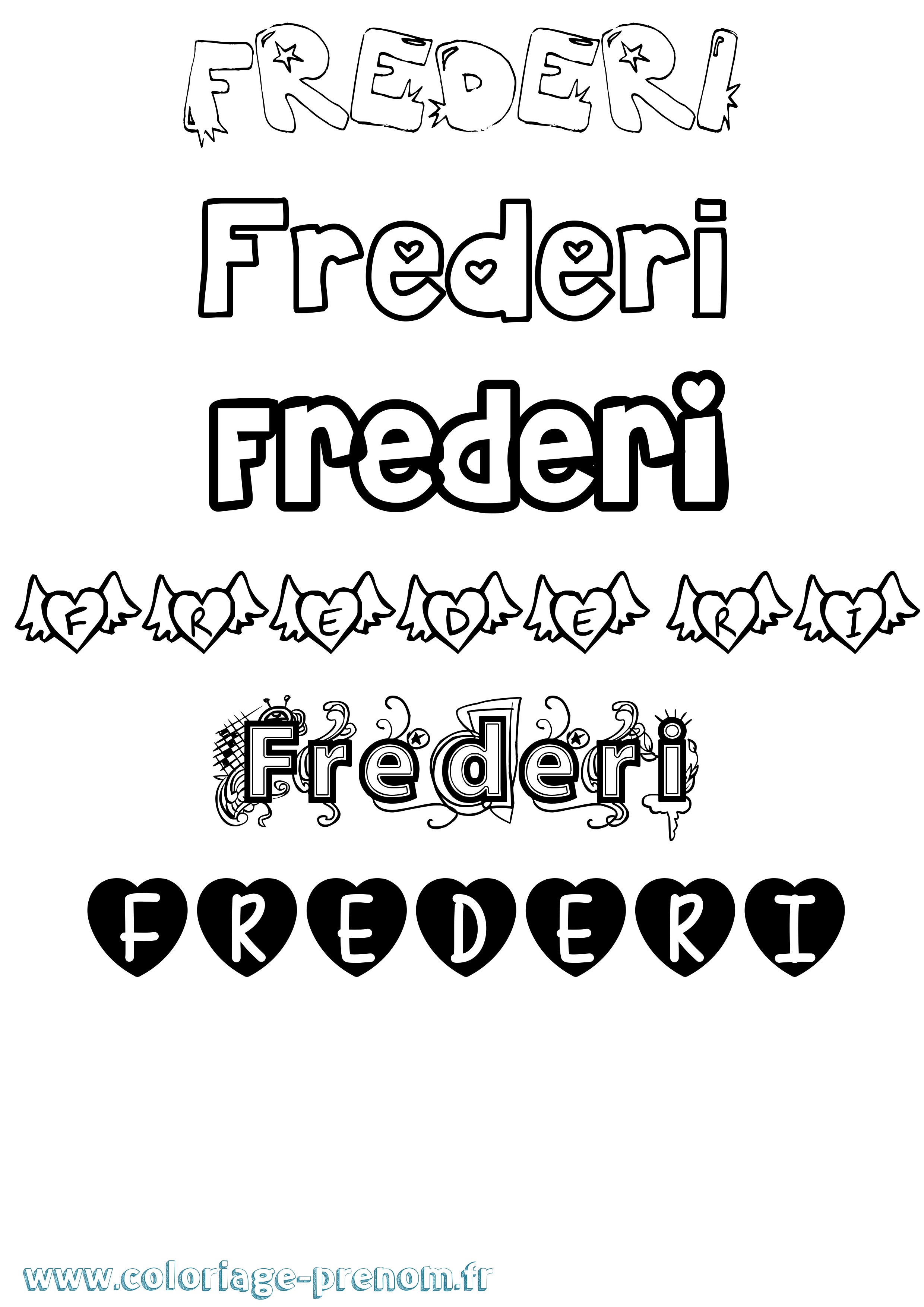 Coloriage prénom Frederi Girly