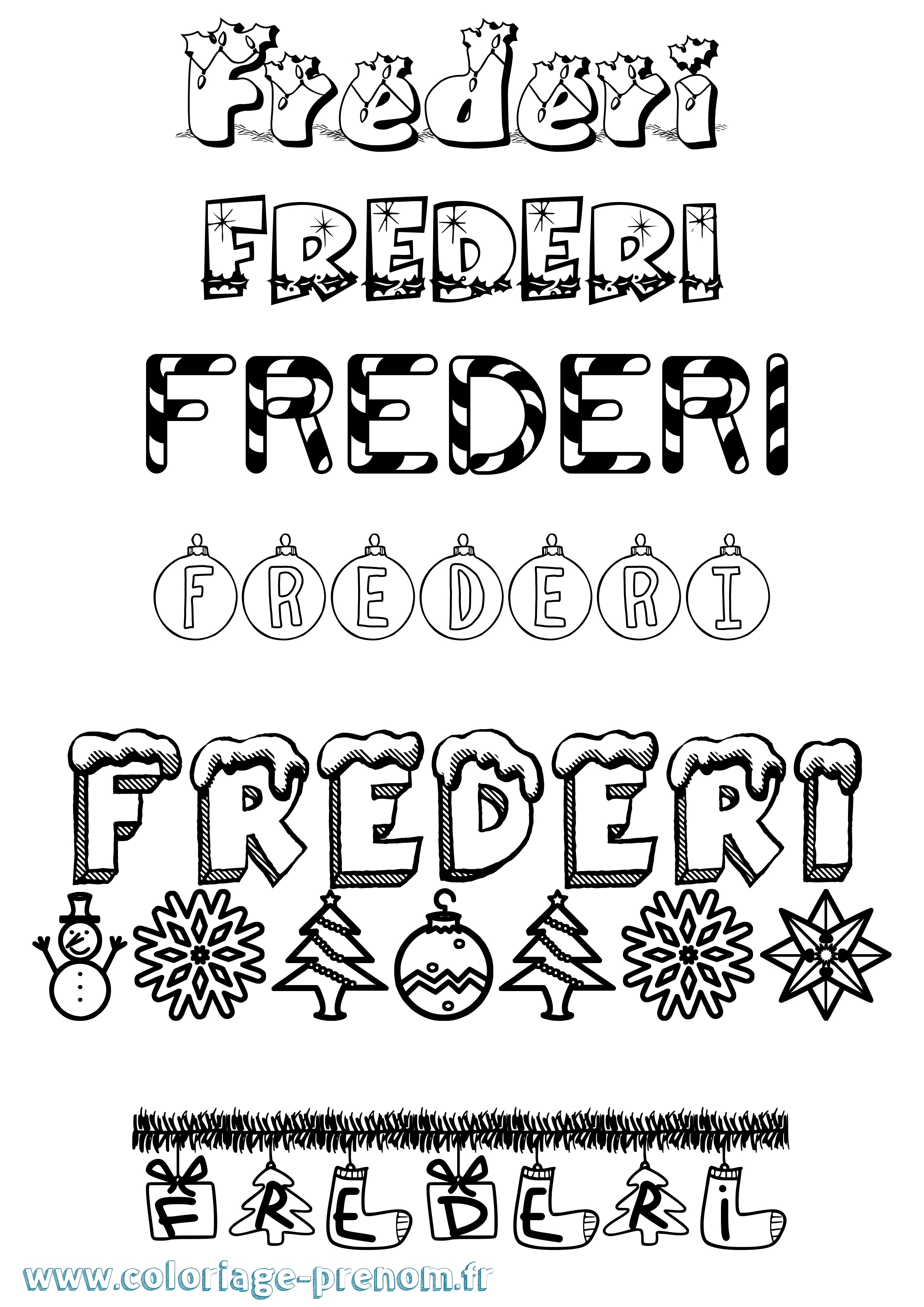 Coloriage prénom Frederi Noël
