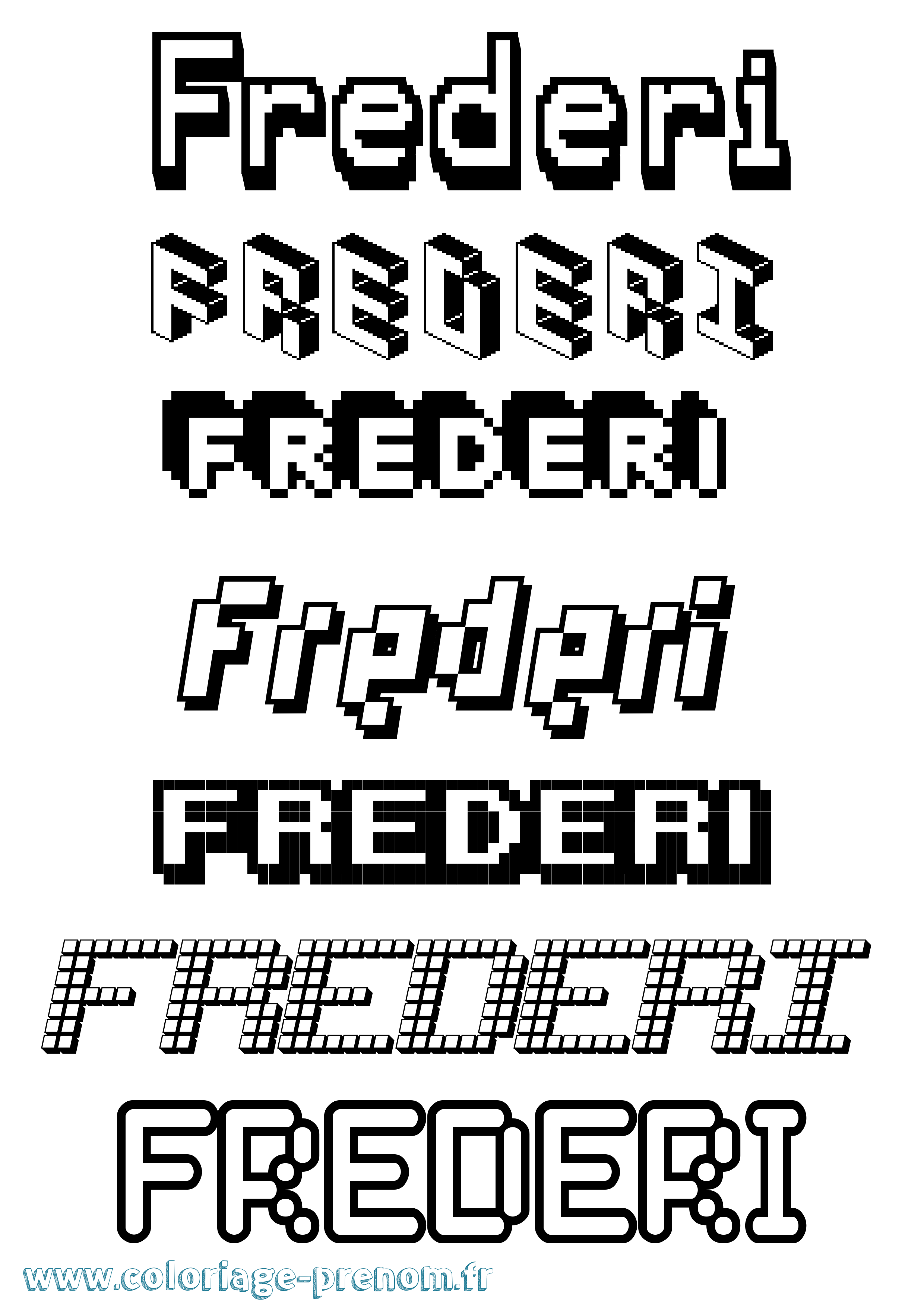 Coloriage prénom Frederi Pixel