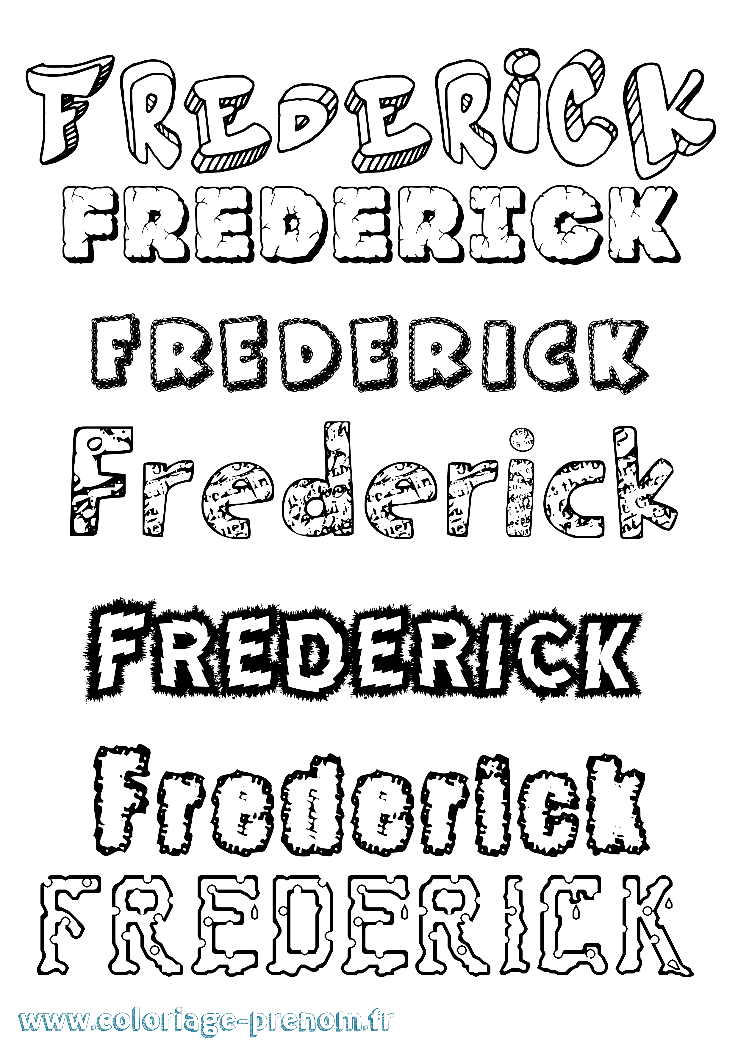 Coloriage prénom Frederick Destructuré