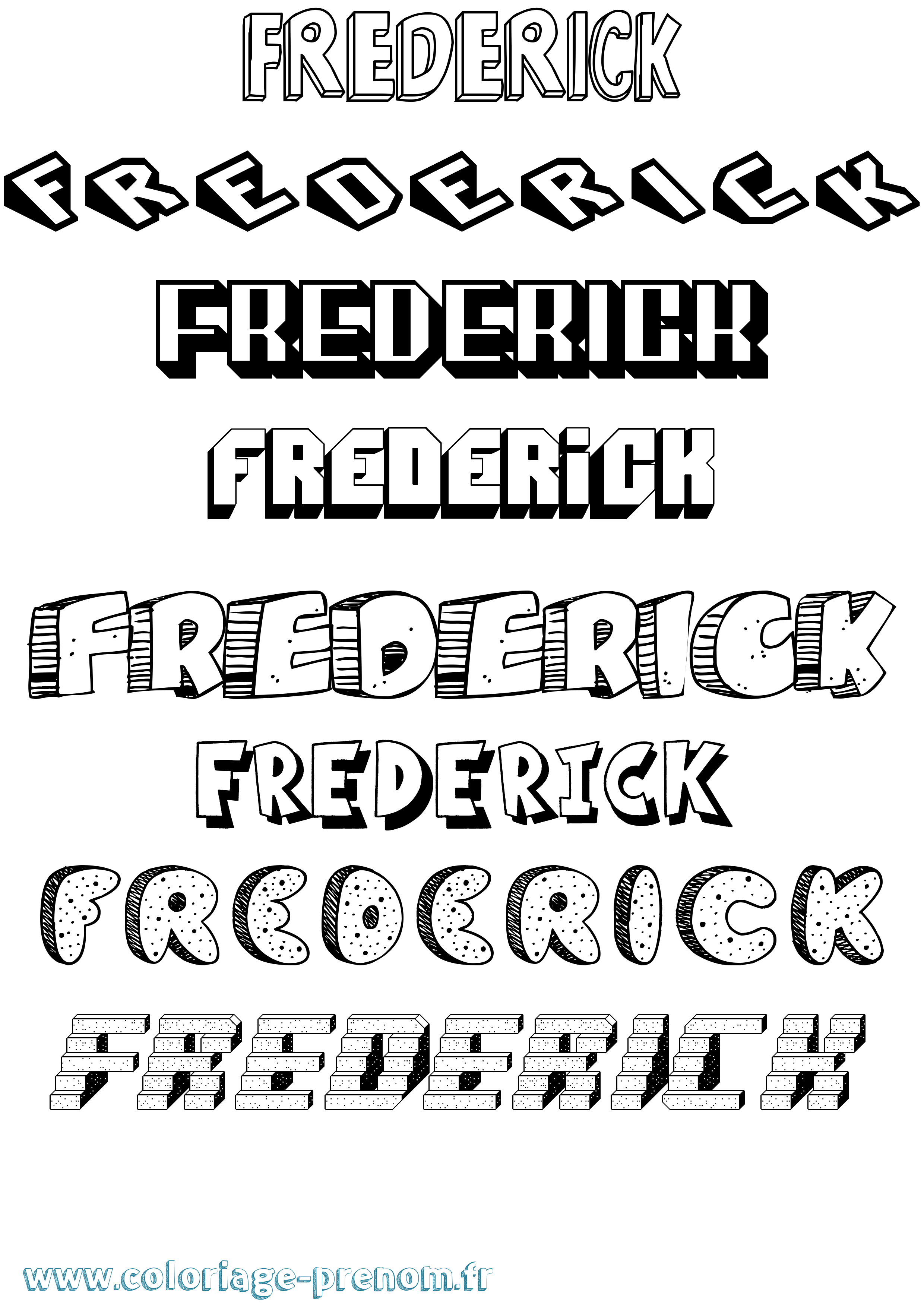Coloriage prénom Frederick Effet 3D