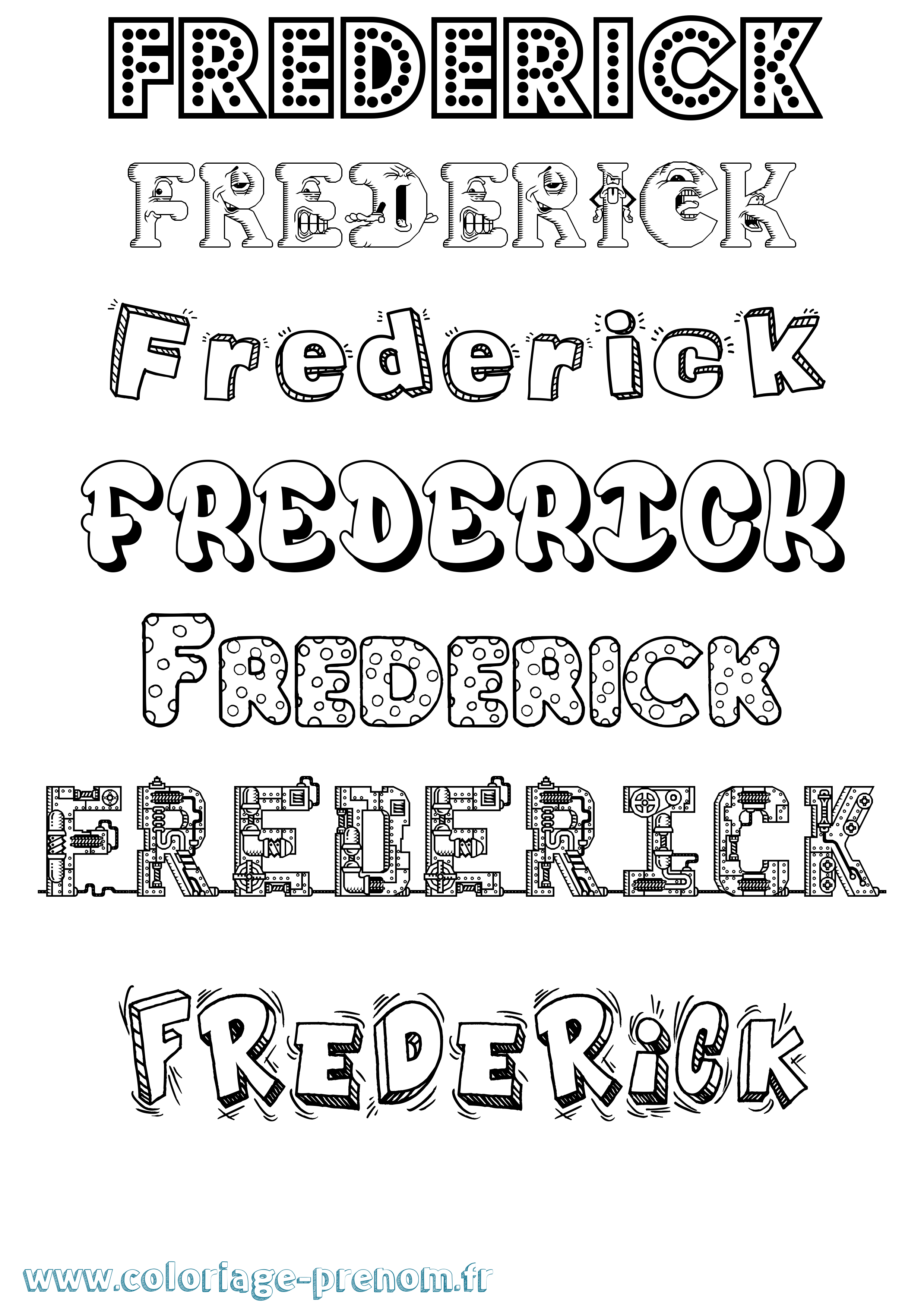 Coloriage prénom Frederick Fun