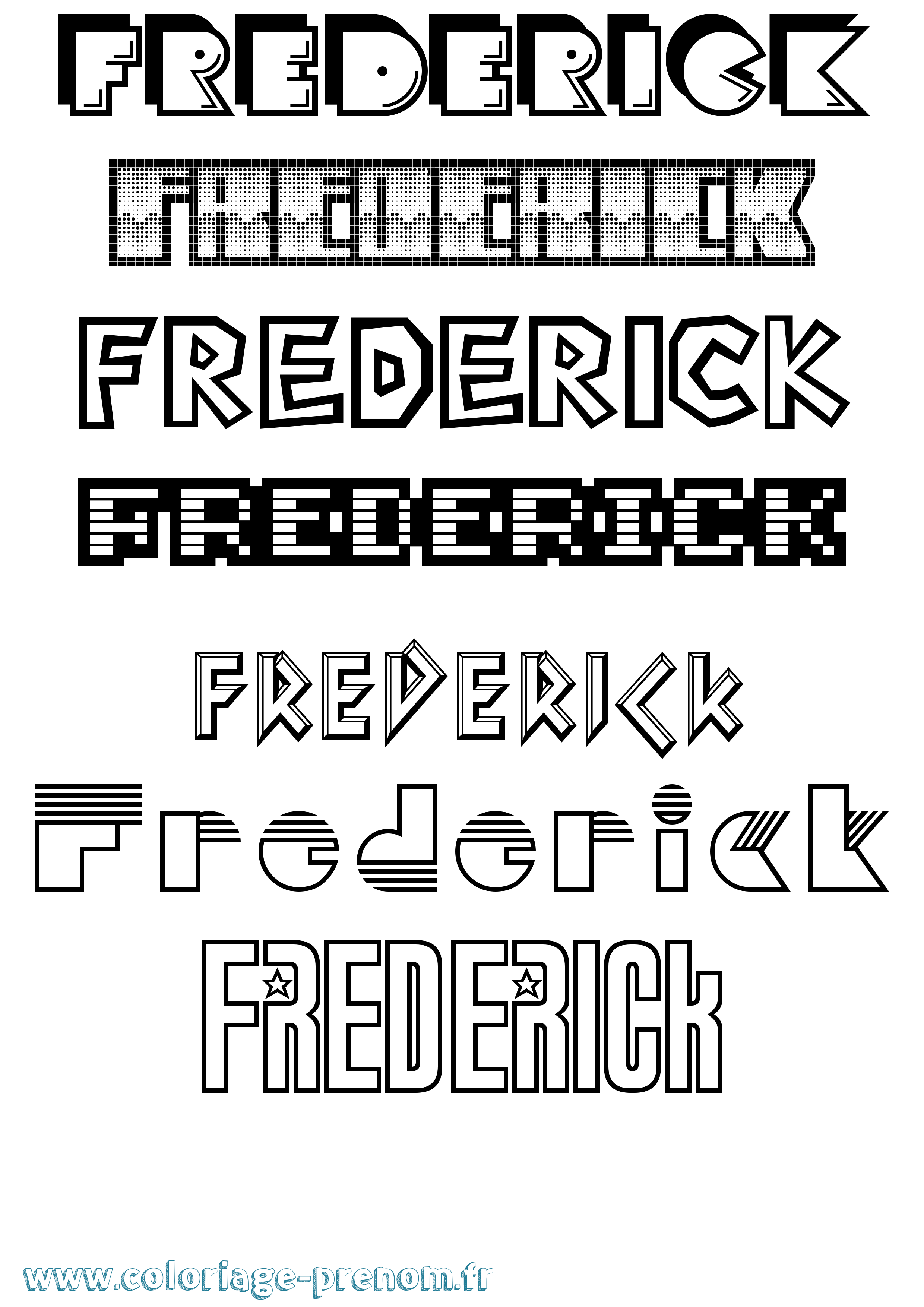 Coloriage prénom Frederick Jeux Vidéos