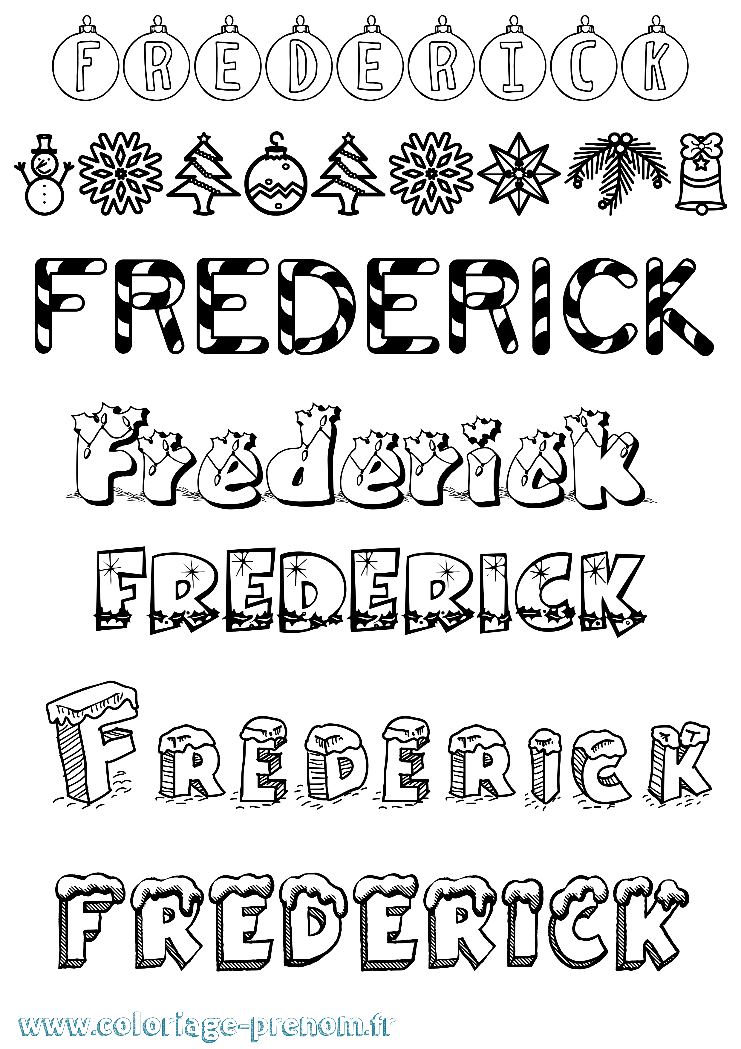 Coloriage prénom Frederick Noël