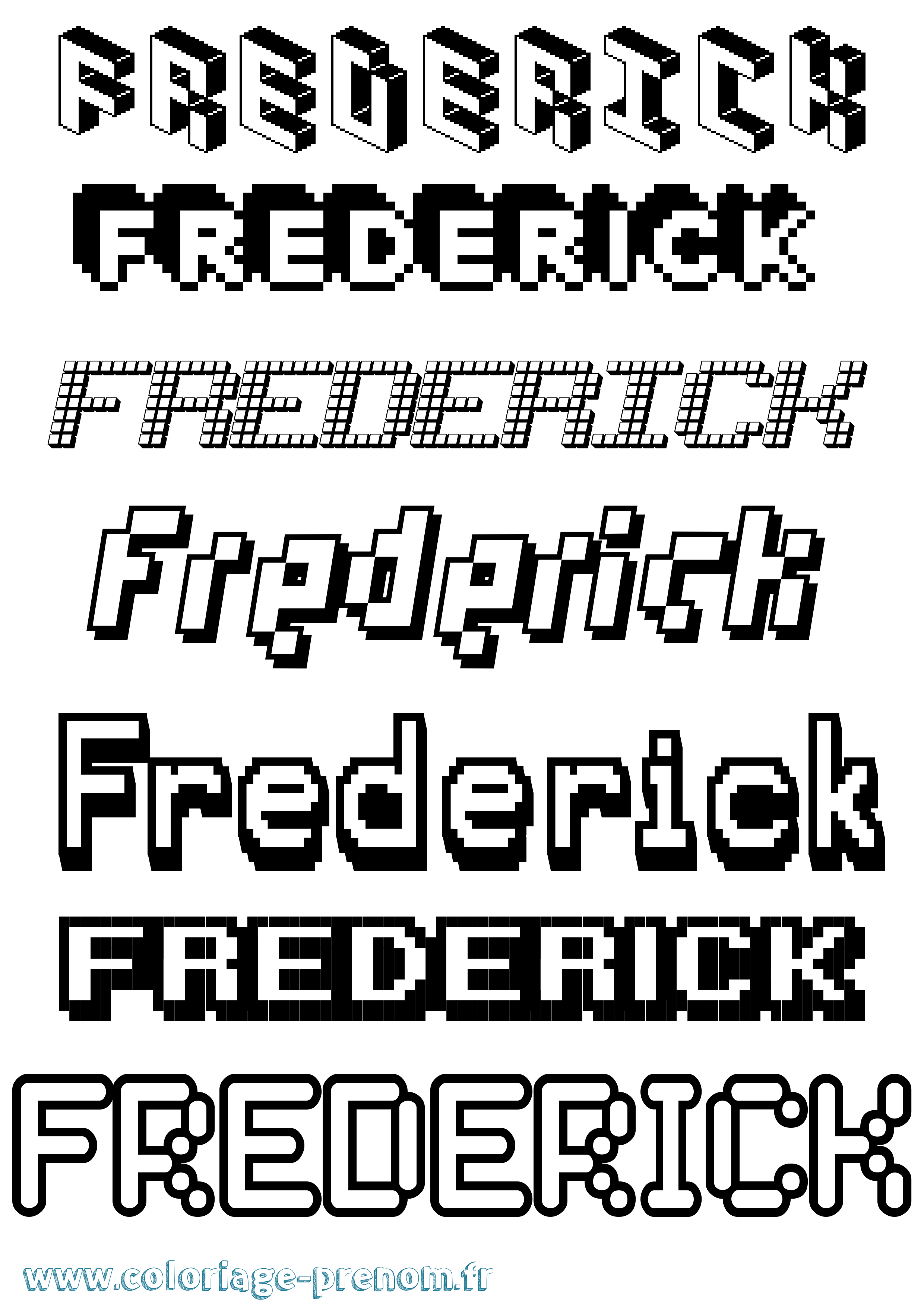 Coloriage prénom Frederick Pixel