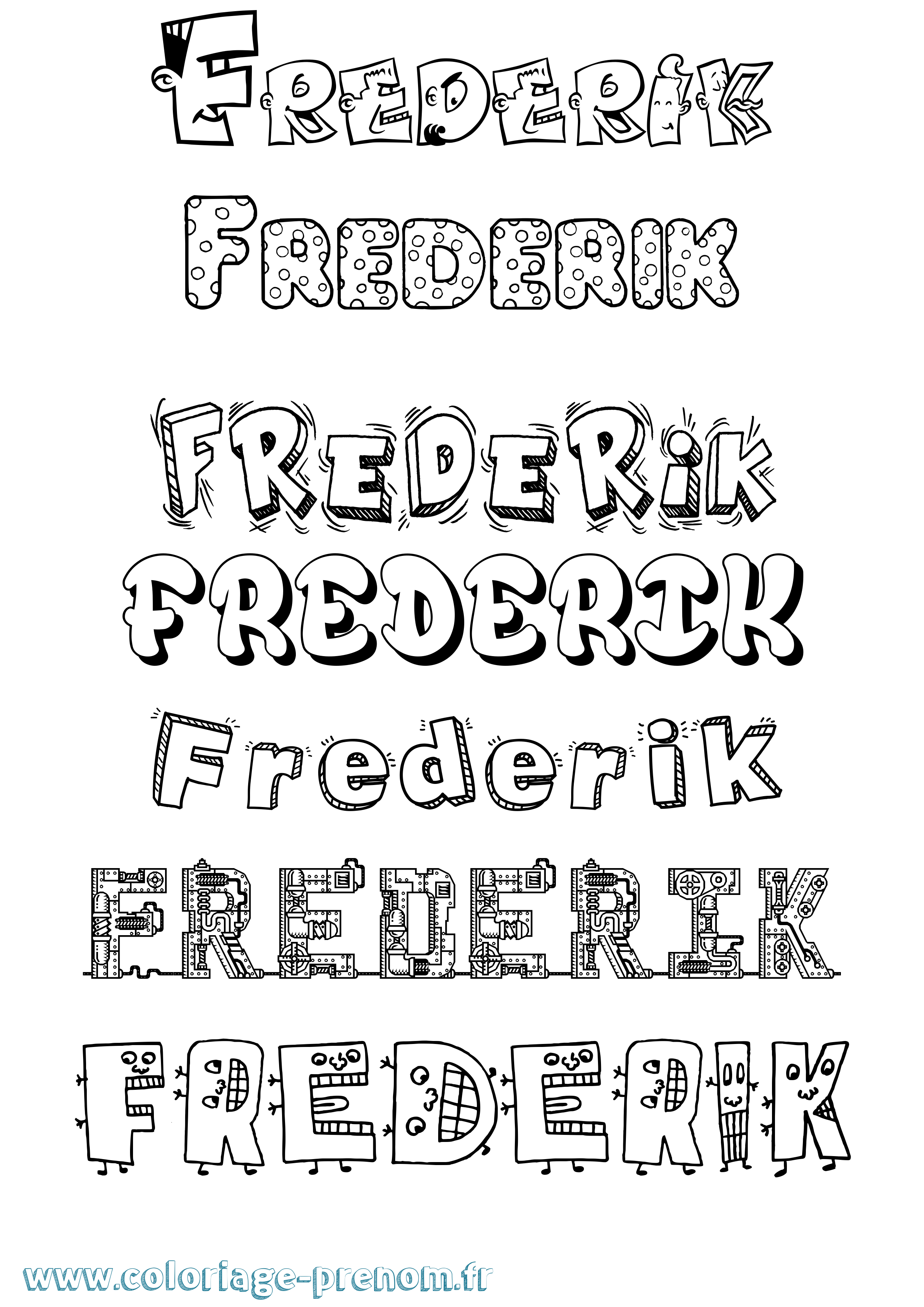 Coloriage prénom Frederik Fun