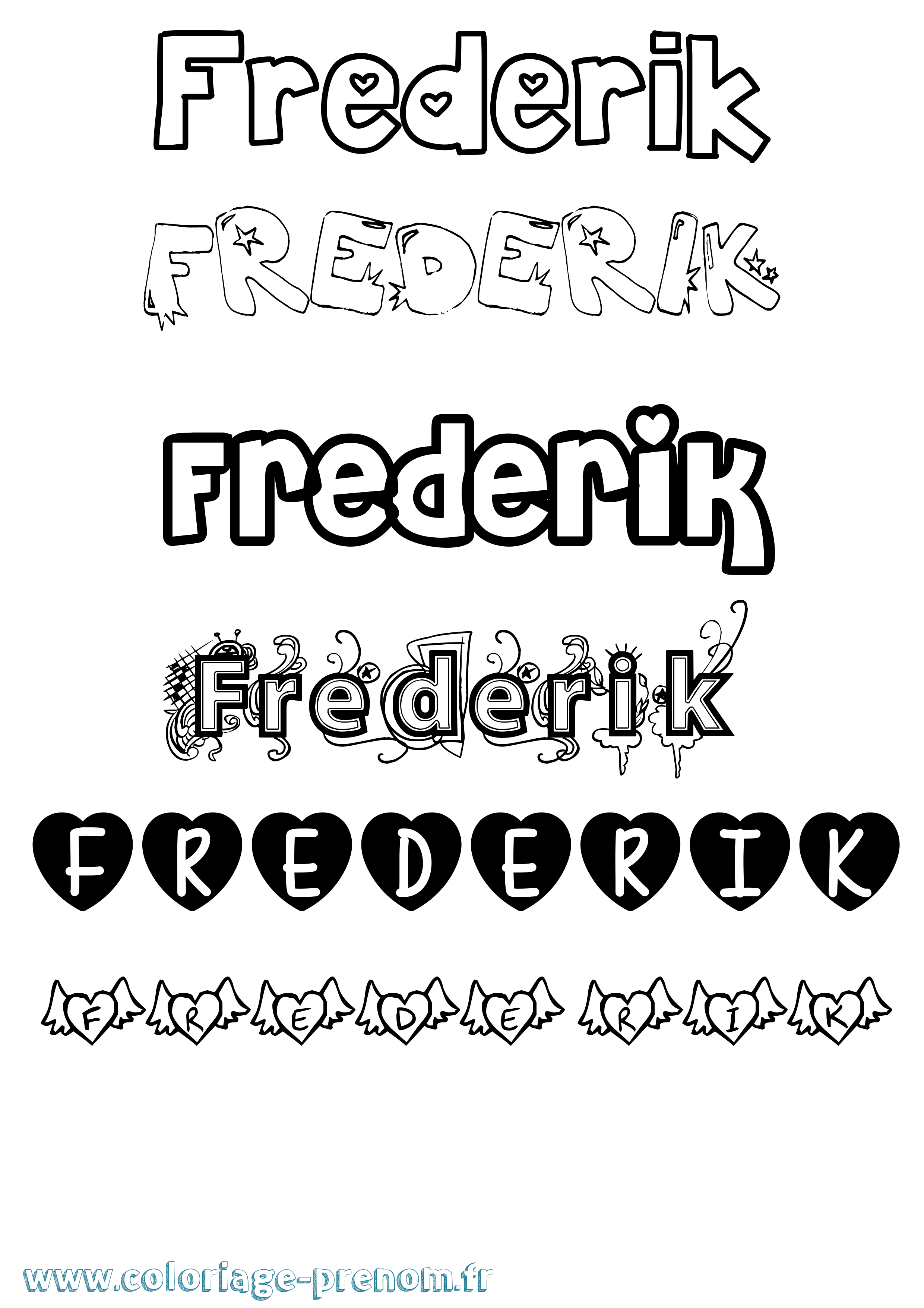 Coloriage prénom Frederik Girly