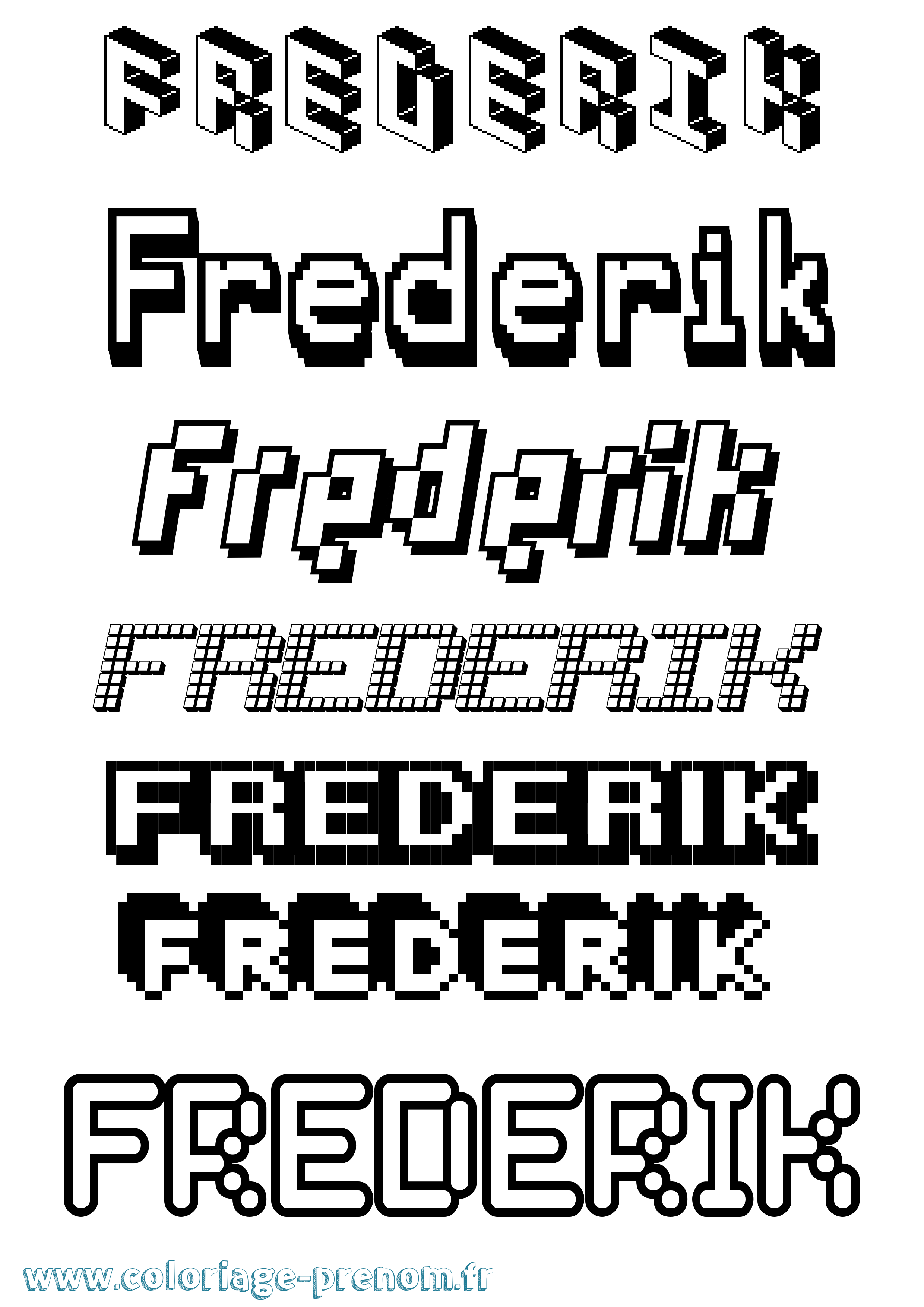 Coloriage prénom Frederik Pixel