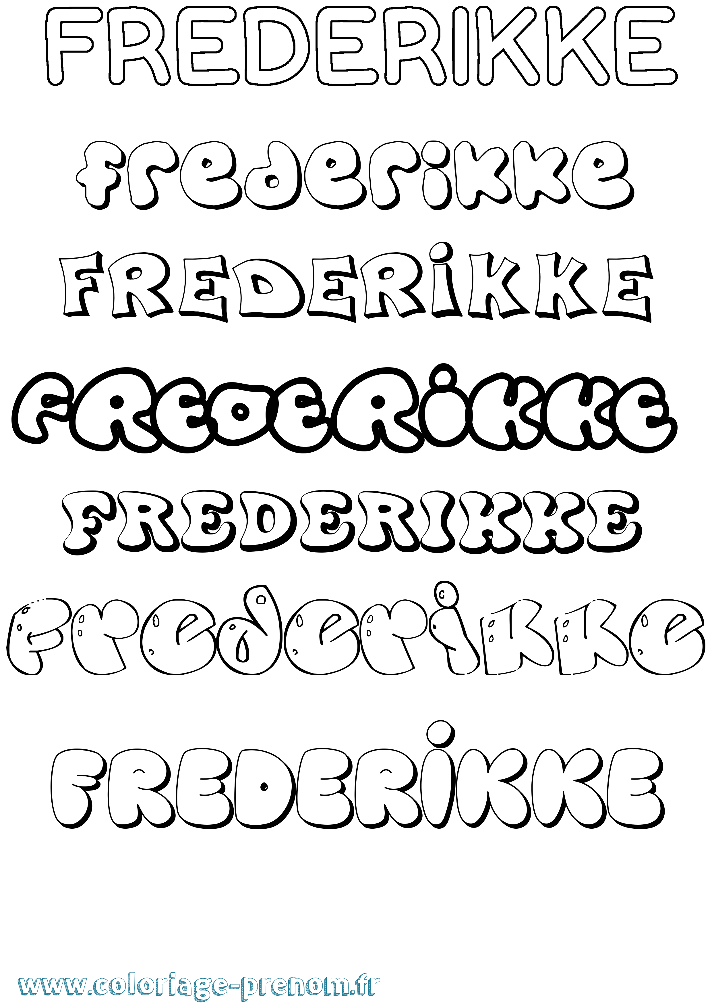 Coloriage prénom Frederikke Bubble